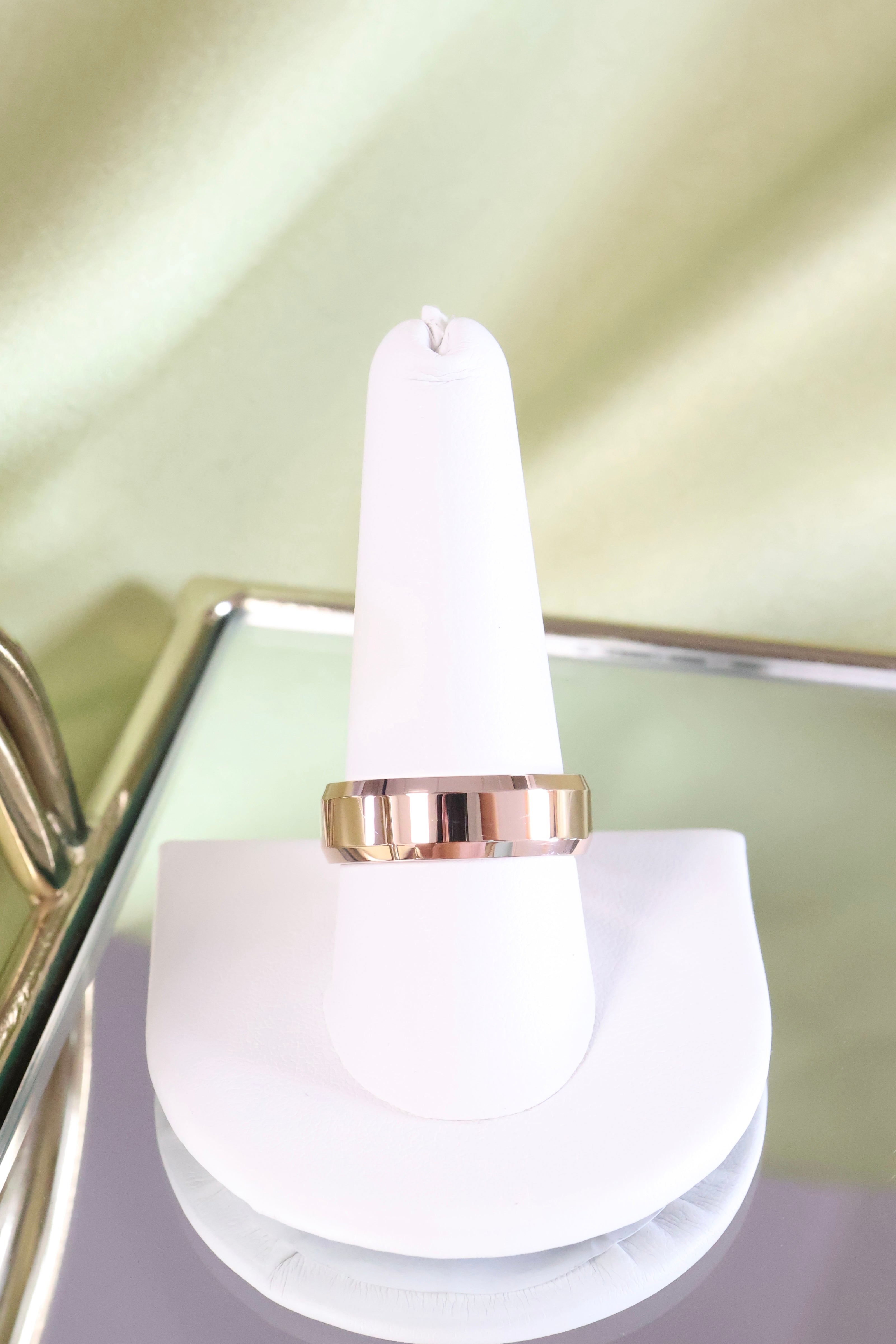 14K Rose Solid Gold 7mm Width Band Ring