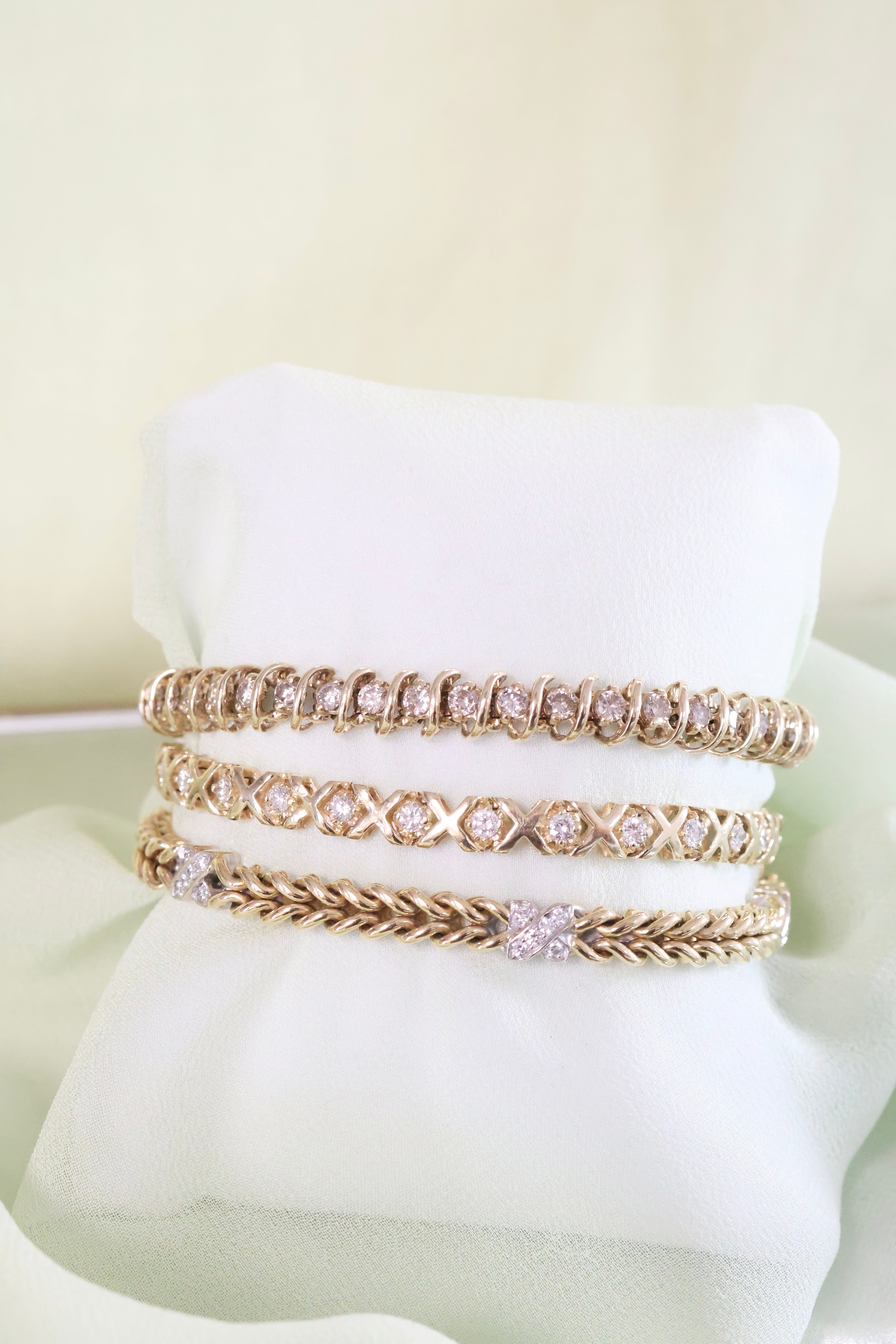 14K Yellow Gold S Style Tennis Bracelet 3ct t.w. 17.7g