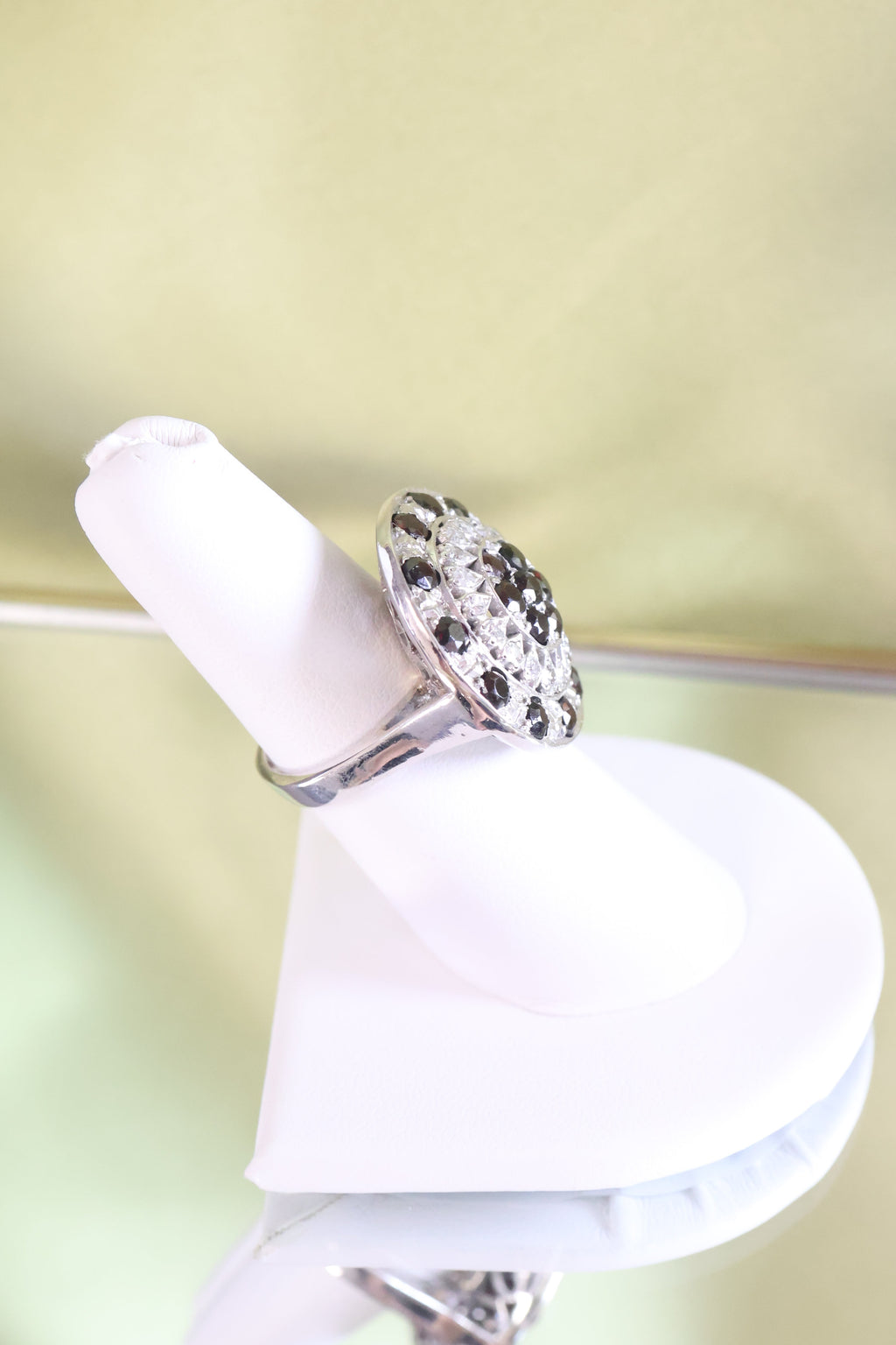 14K White Gold 2.50ct t.w. Garnet & .38 t.w. Diamond Cluster Ring