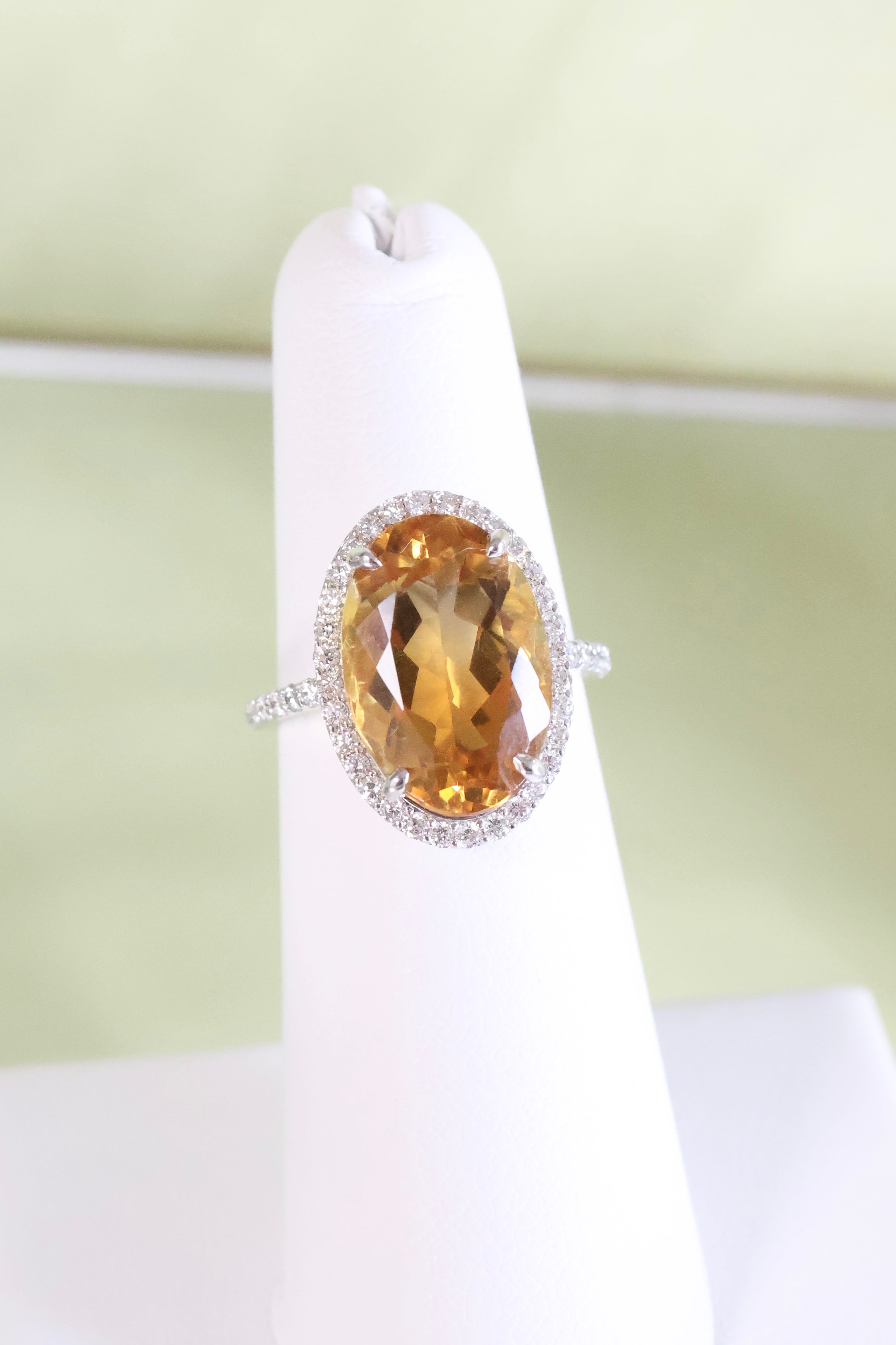 14K White Gold Citrine w/ .75ct. t.w. Diamond Ring