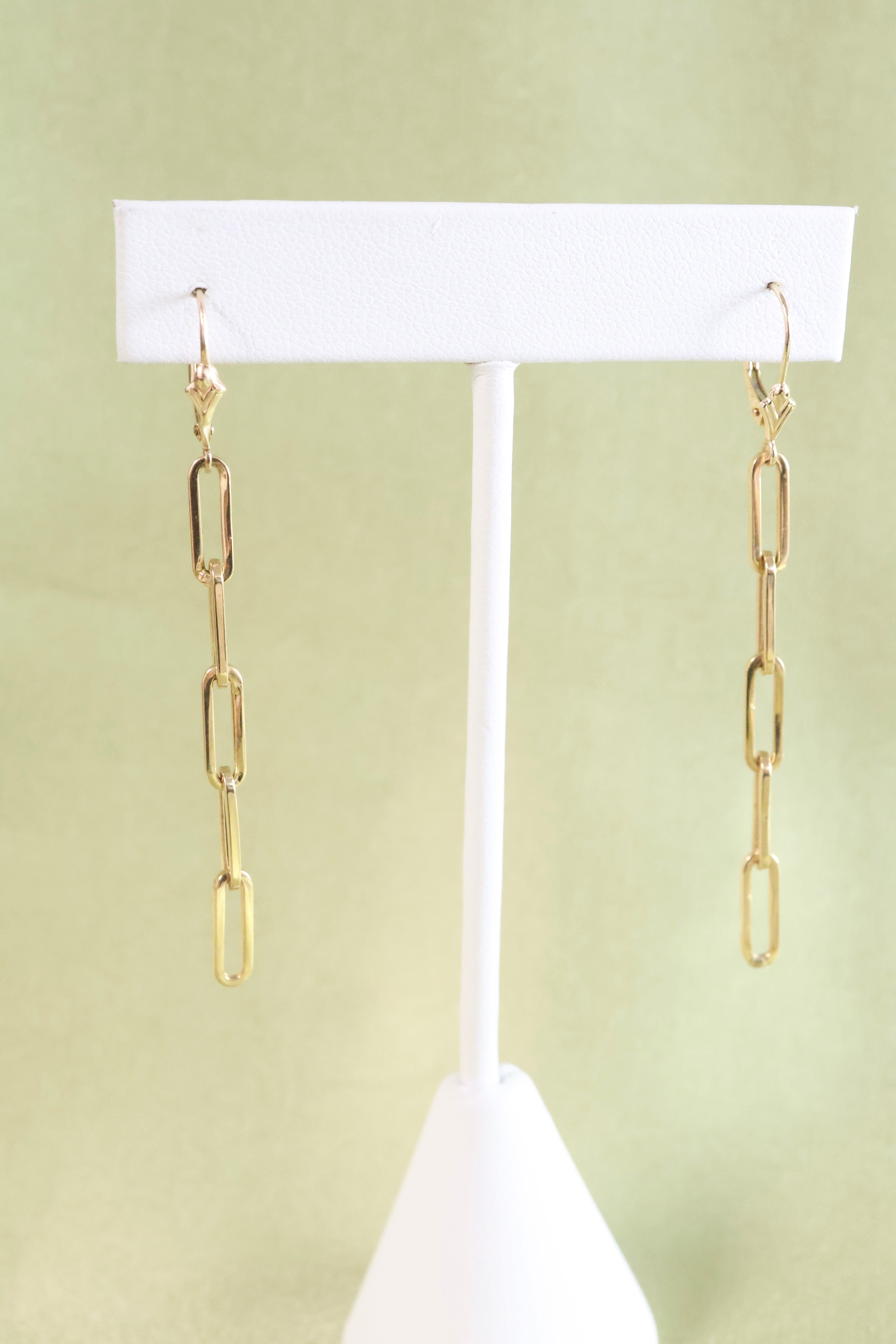 14K Yellow Gold Paperclip Earrings
