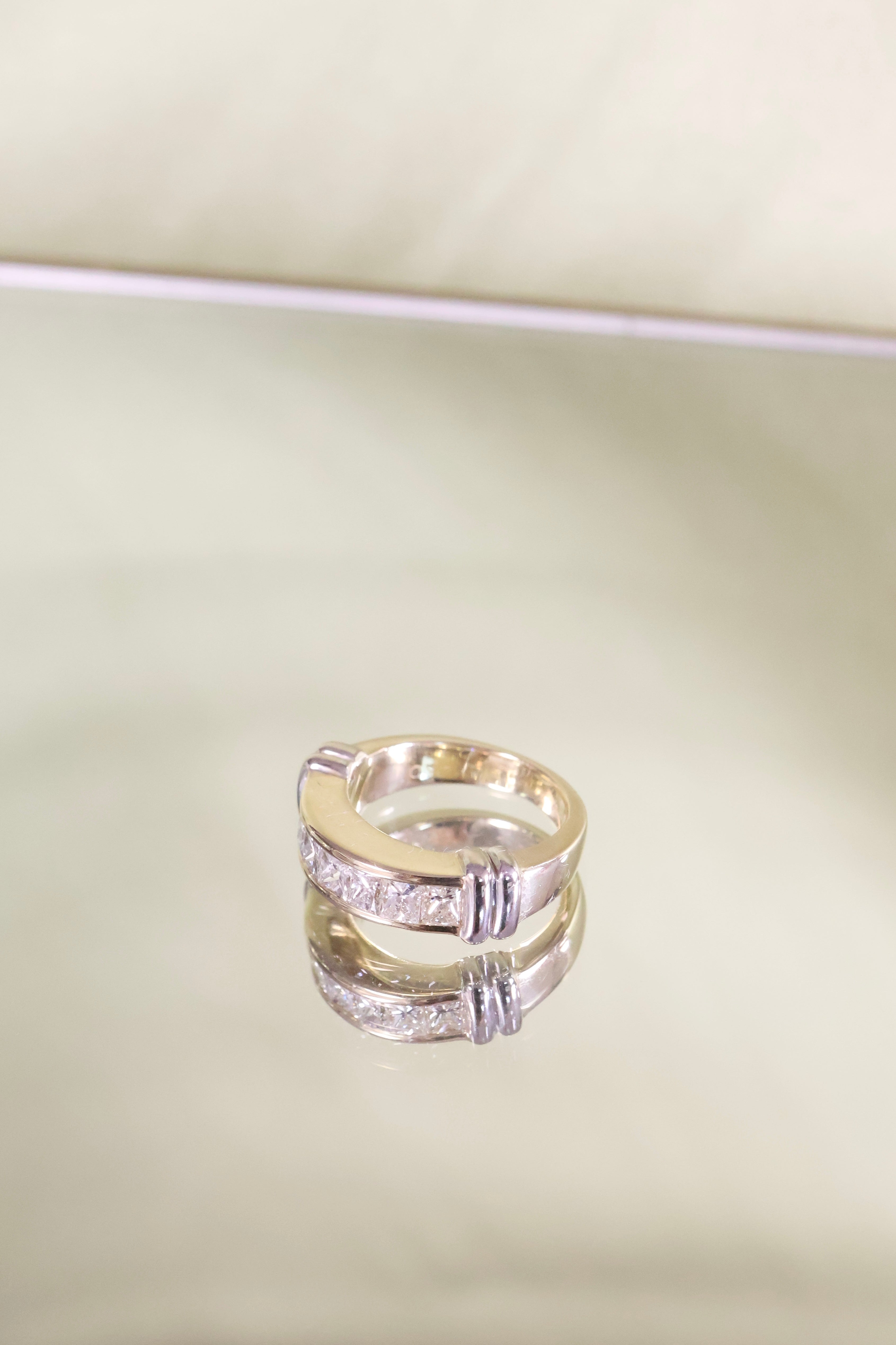 14K Two-Tone White & Yellow Gold 1.40ct t.w. Princess Diamond Ring Size 5.5