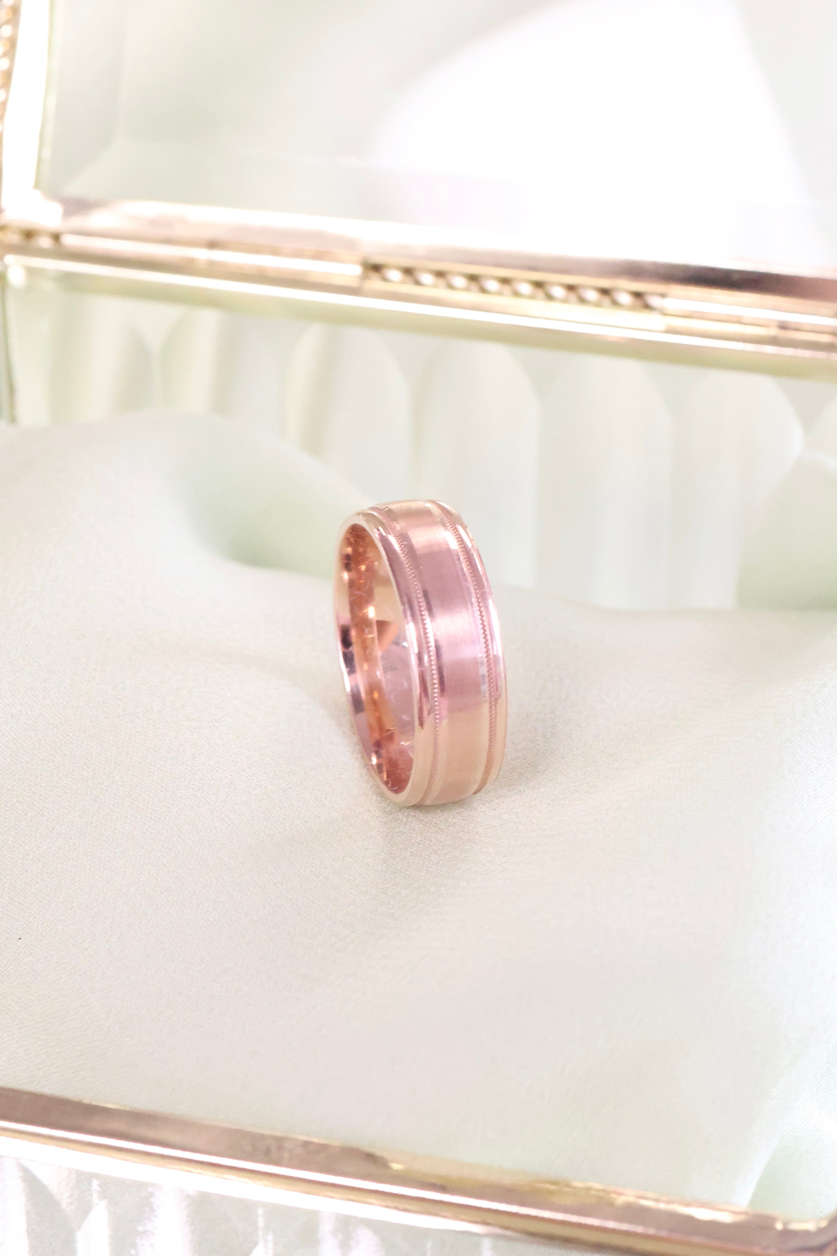 10K Rose Solid Gold 7mm Width Band Ring