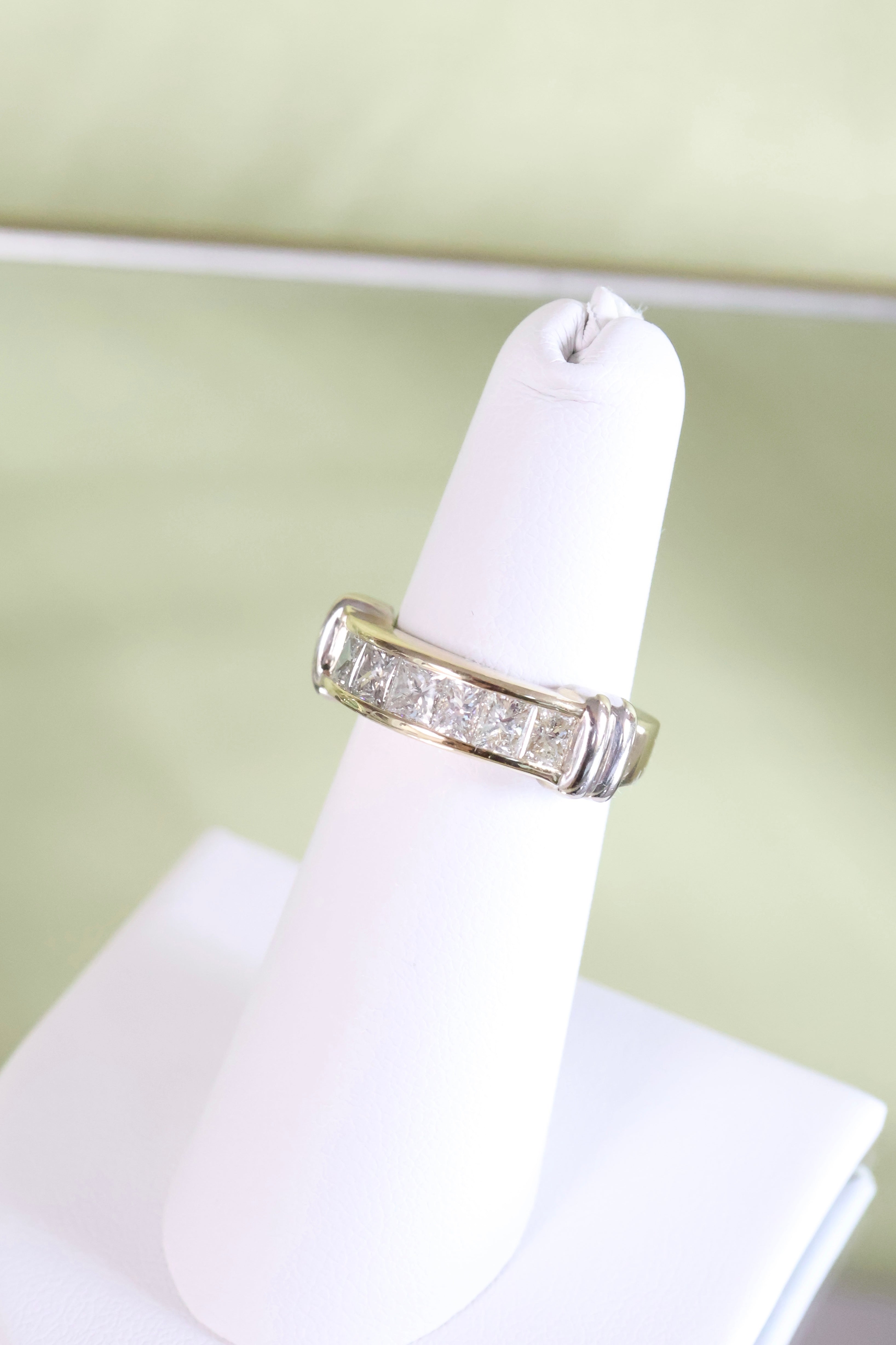 14K Two-Tone White & Yellow Gold 1.40ct t.w. Princess Diamond Ring Size 5.5