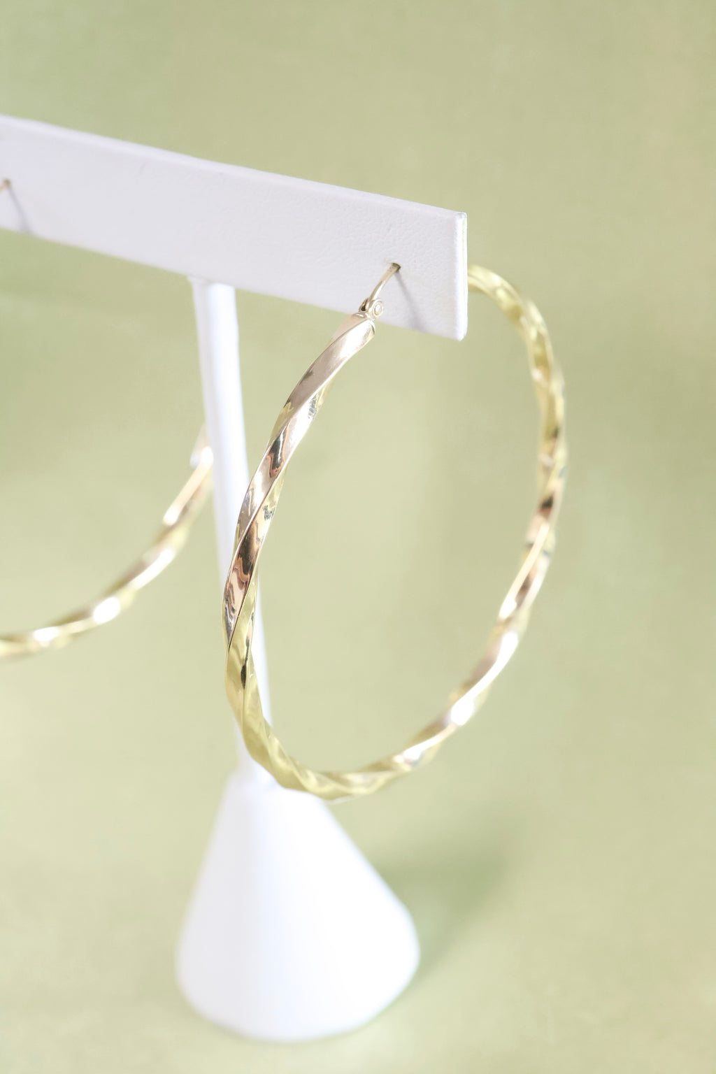 14K Yellow Gold Large Twisted Hoop Earrings