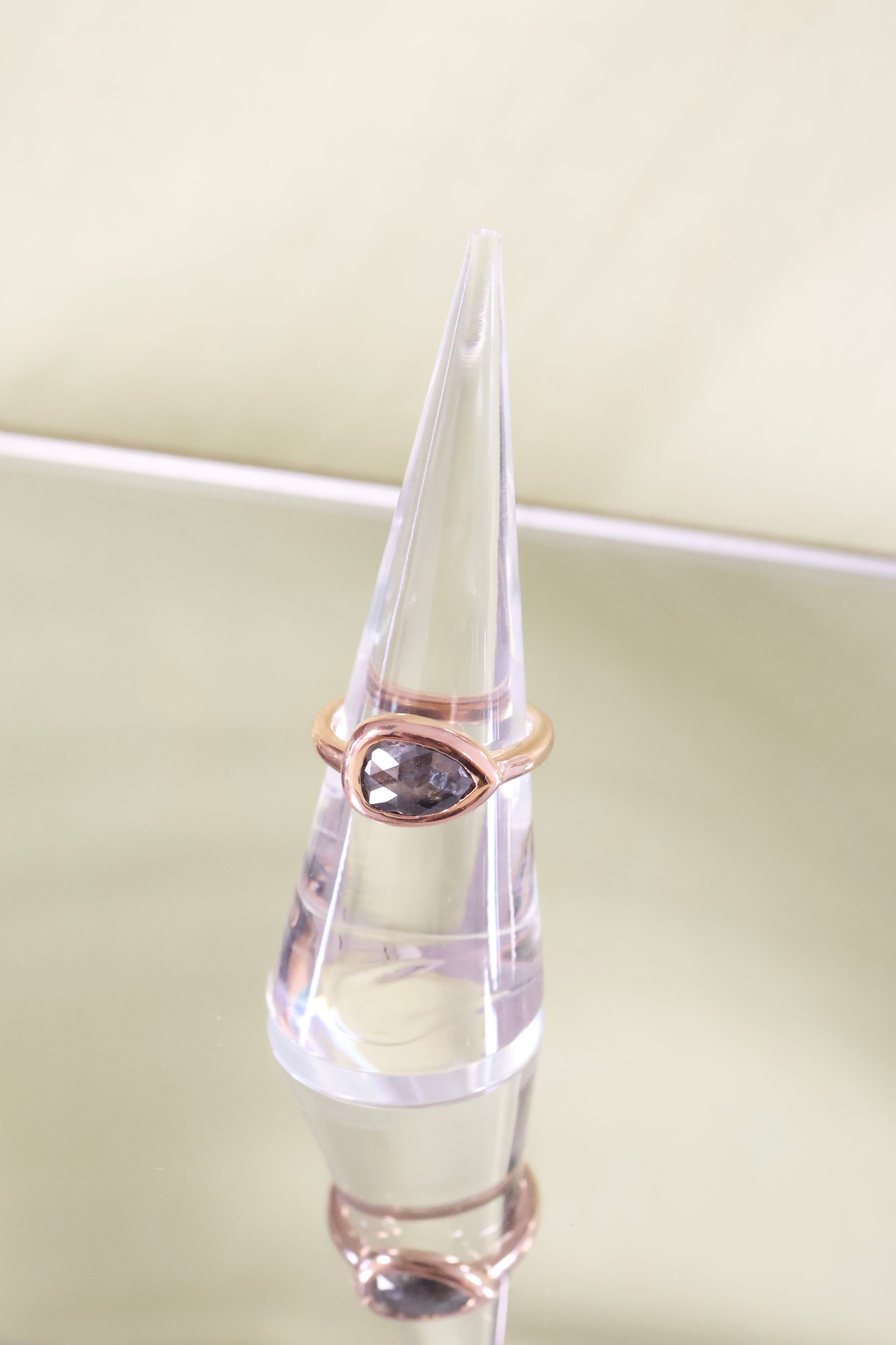 14K Rose Gold Rose Cut Black Diamond Ring