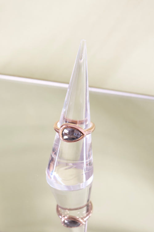 14K Rose Gold Rose Cut Black Diamond Ring