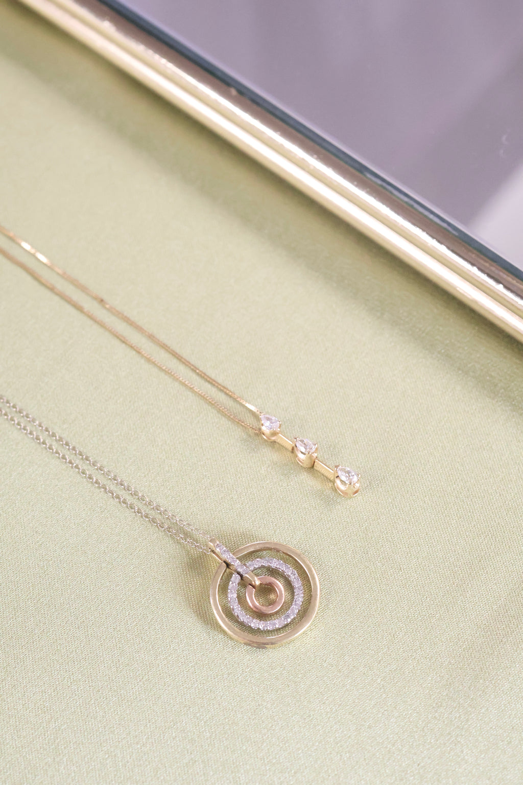 14K Yellow Gold 3 Pear Diamond Necklace Pendant .40ct. t.w.