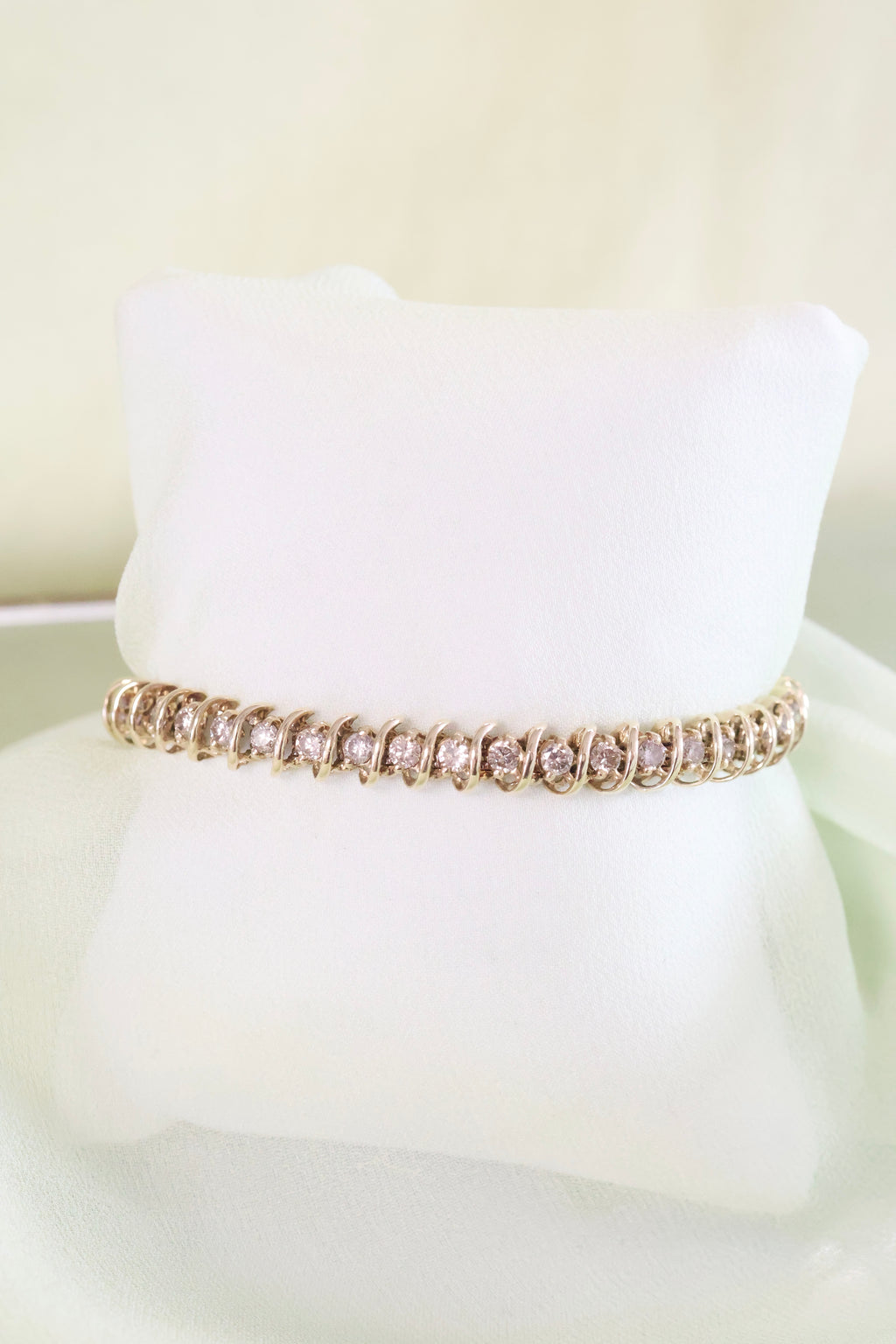 14K Yellow Gold S Style Tennis Bracelet 3ct t.w. 17.7g