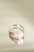 14K Yellow Gold Pearl w/ .05ct Diamond Ring