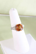 14K White Gold Citrine & Diamond Ring