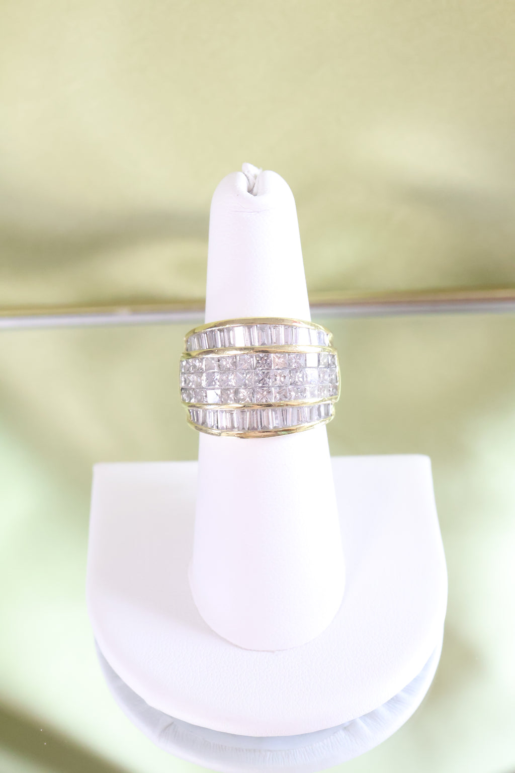 18K Yellow Gold 5 Carats Baguette & Princess Cut Diamond Ring