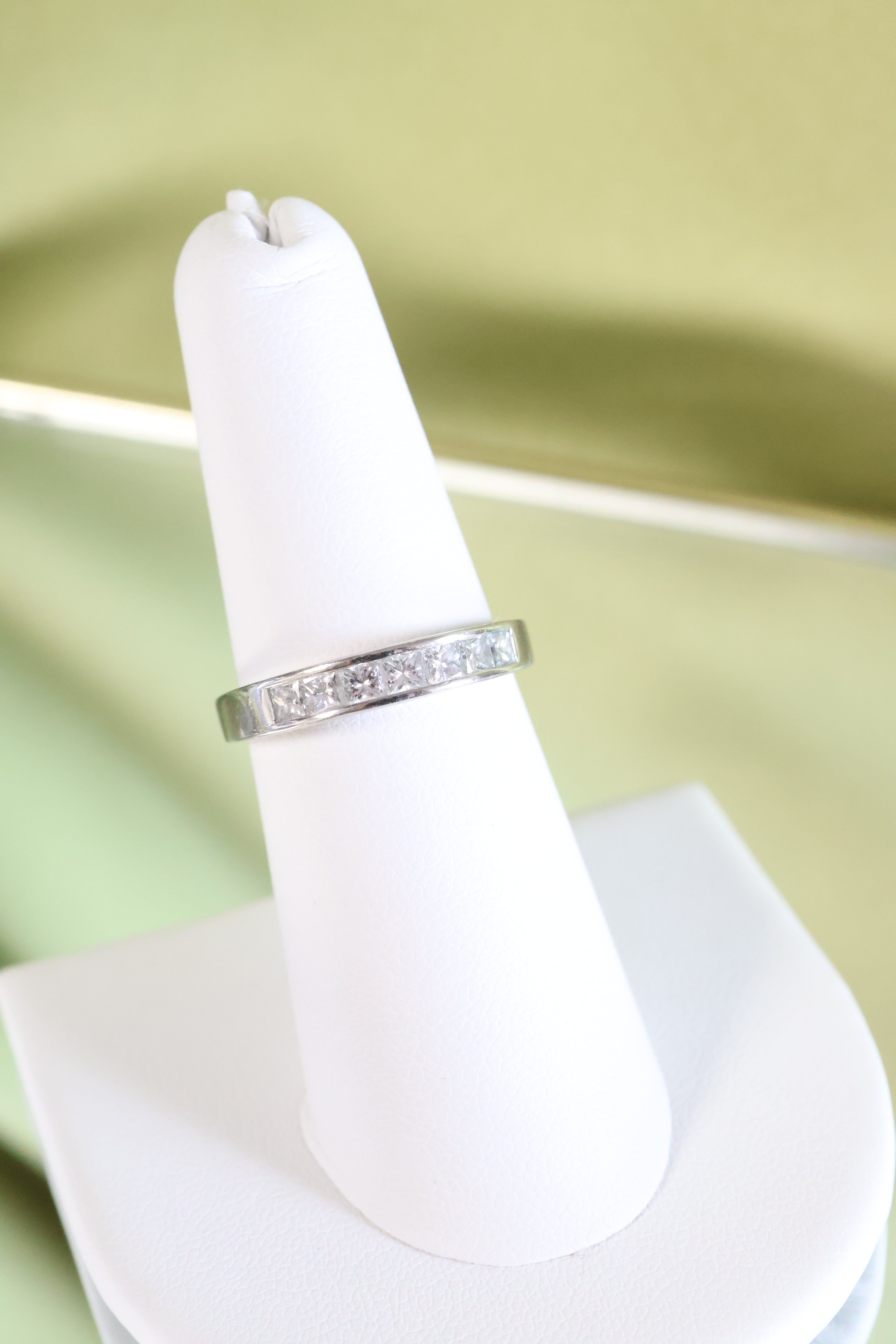 14K White Gold .70ct t.w. Natural Princess Cut Diamond Ring