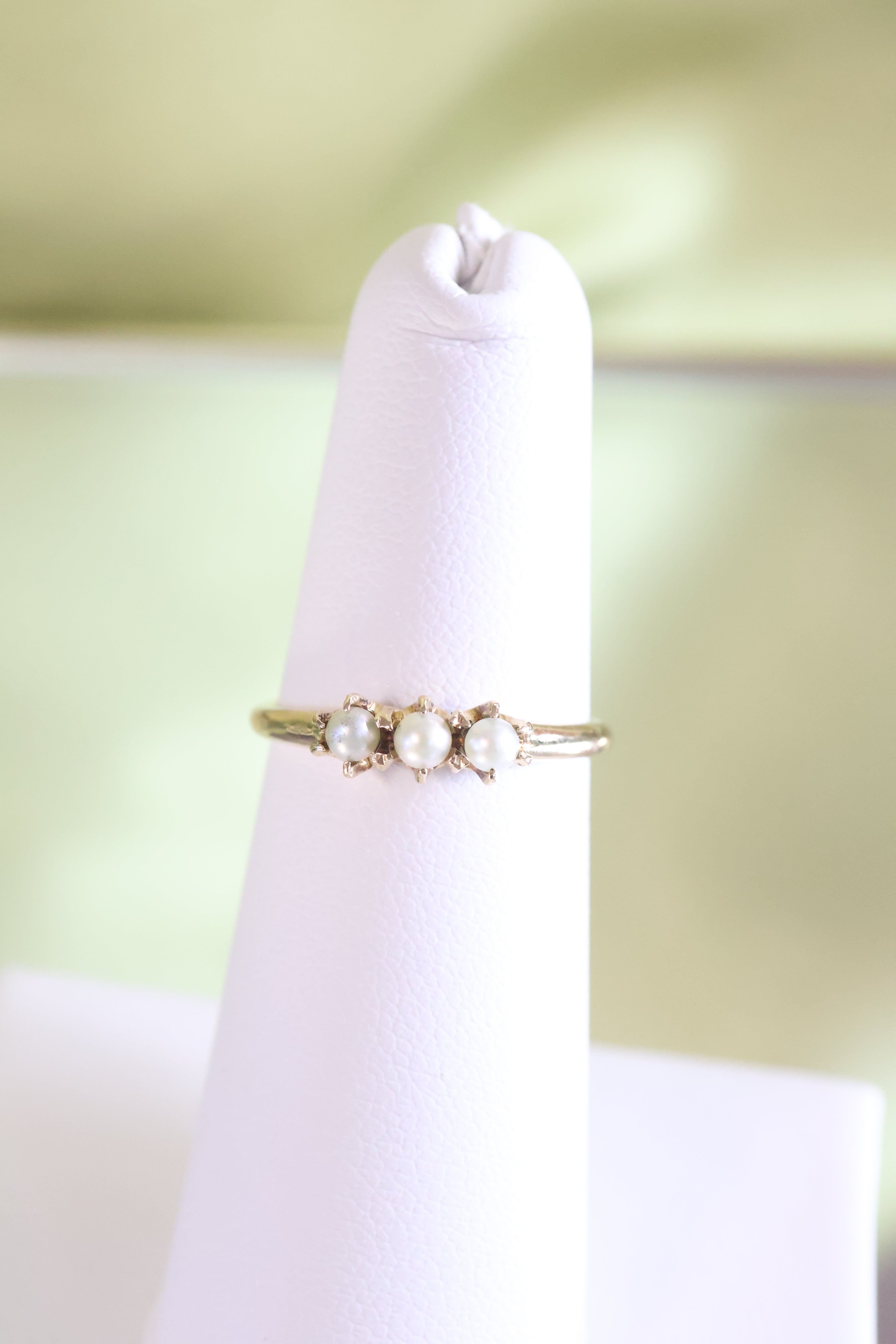 14K Yellow Gold Three Pearl Ring