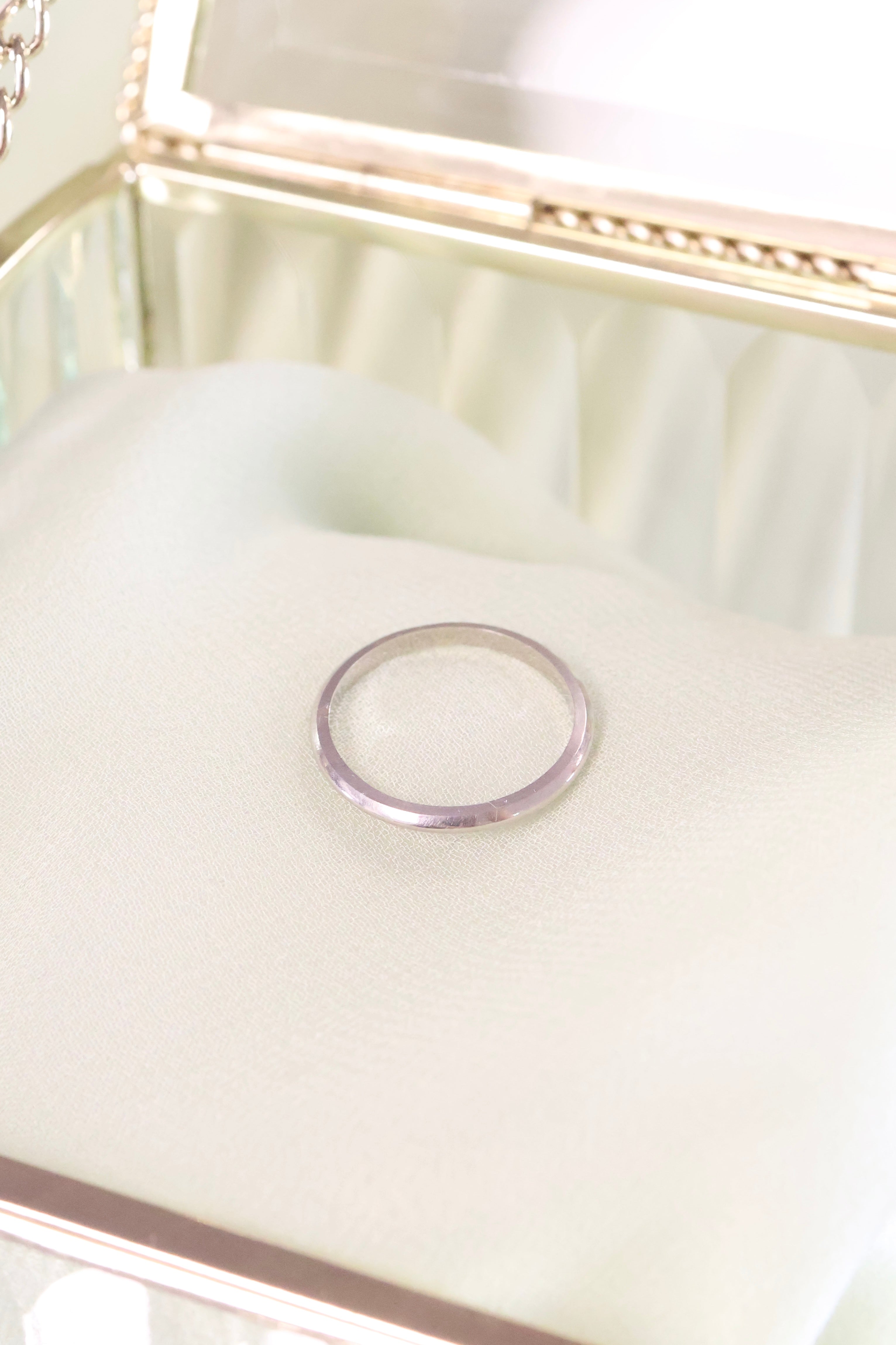 14K Solid White Gold 2mm Width Band Ring