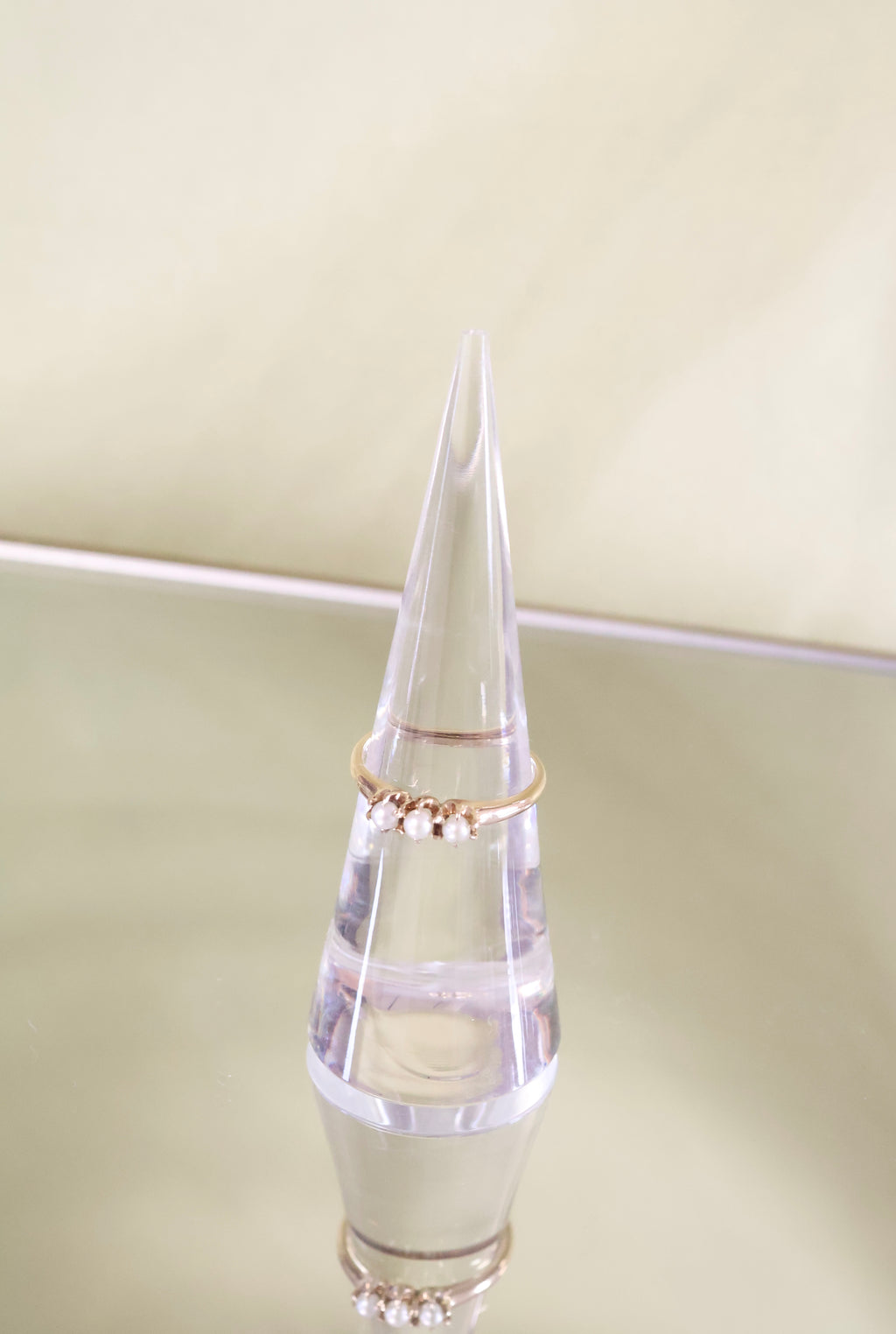 14K Yellow Gold Three Pearl Ring