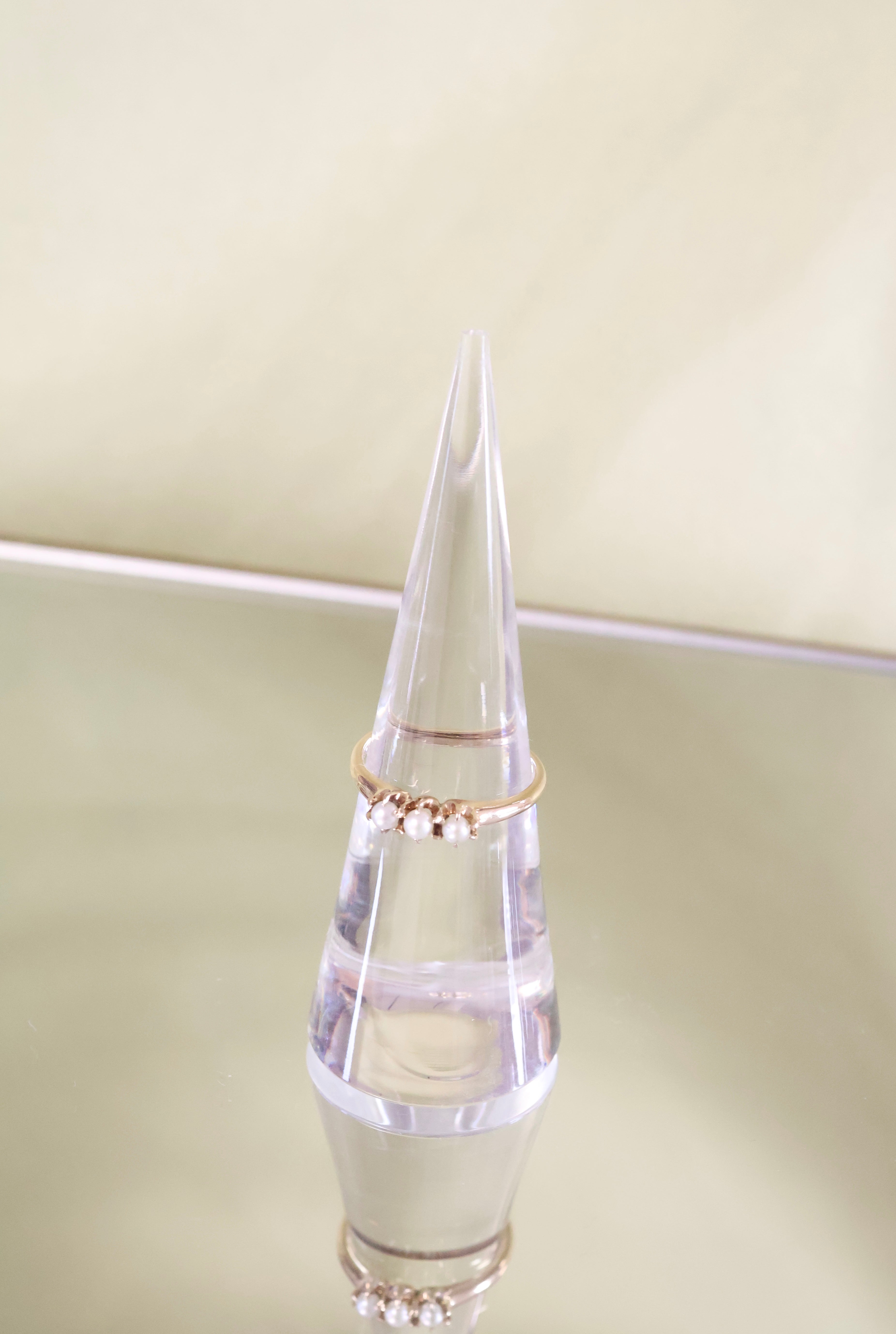14K Yellow Gold Three Pearl Ring
