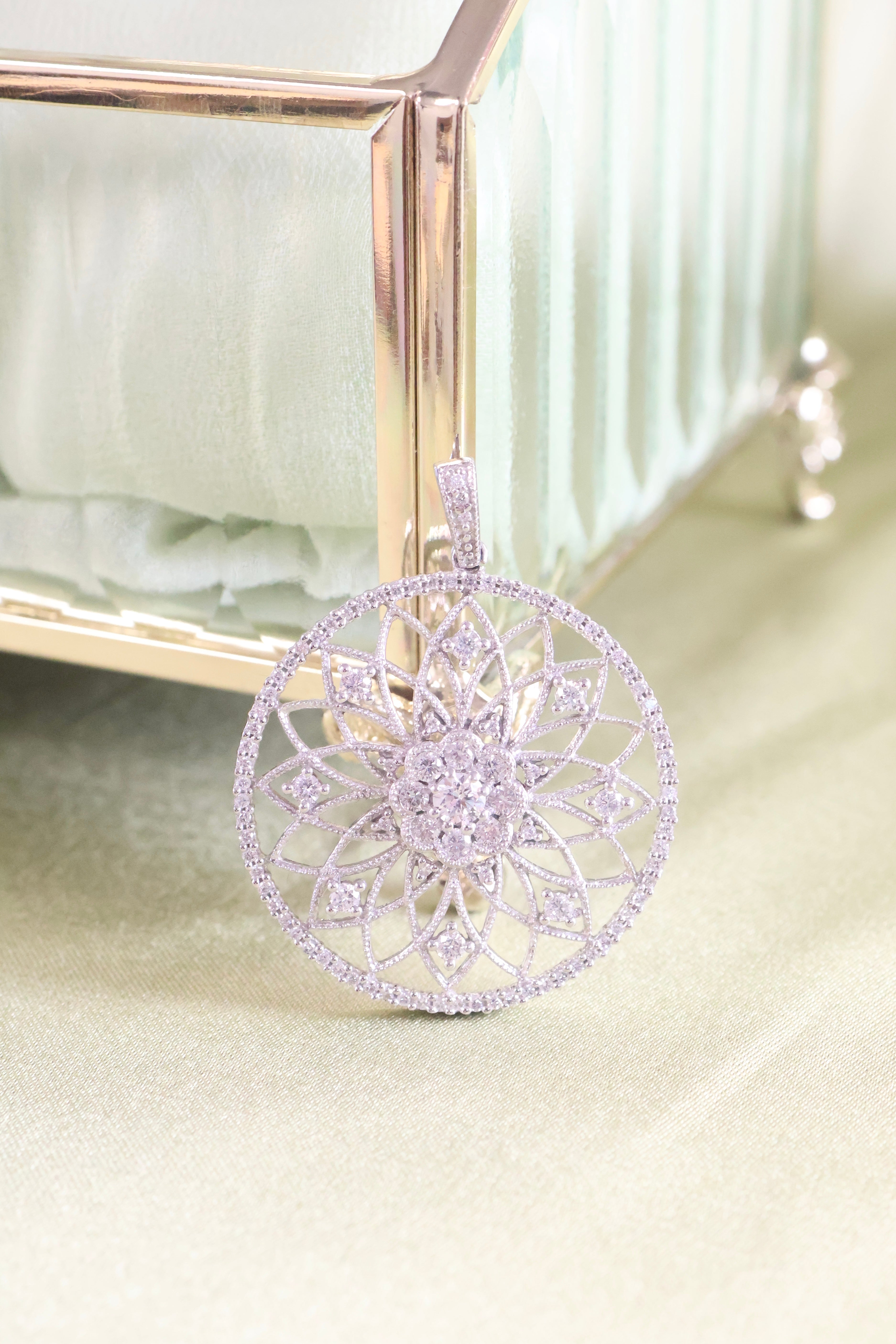 14K White Gold Snowflake Pendant with 1ct. t.w. Diamonds