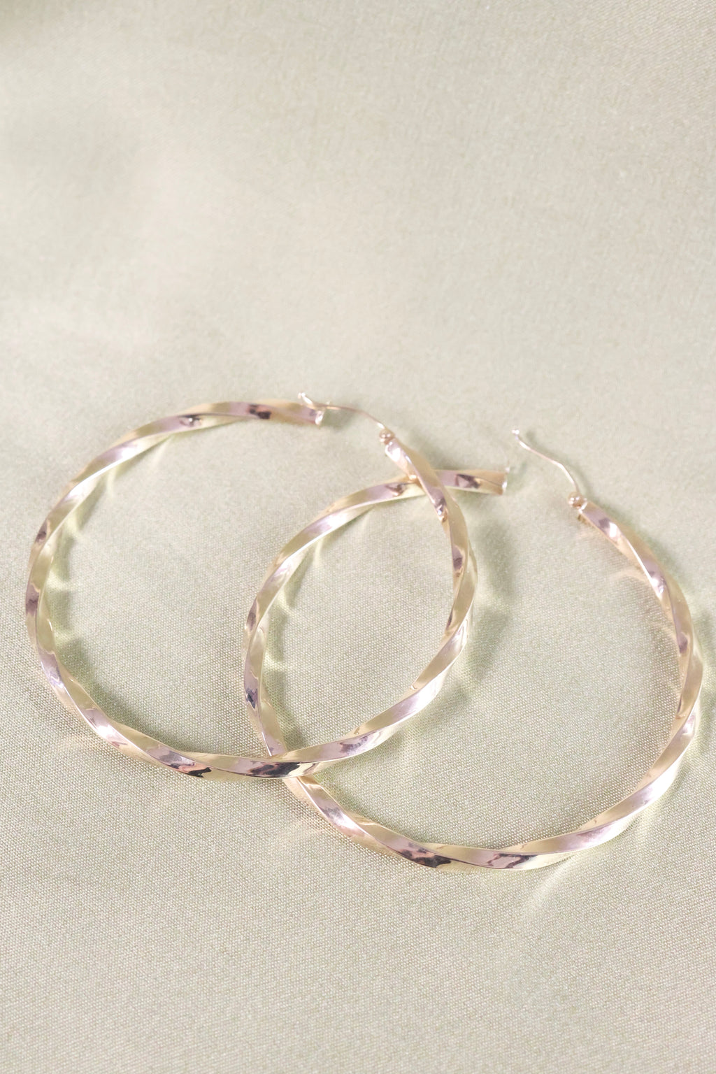 14K Yellow Gold Large Twisted Hoop Earrings