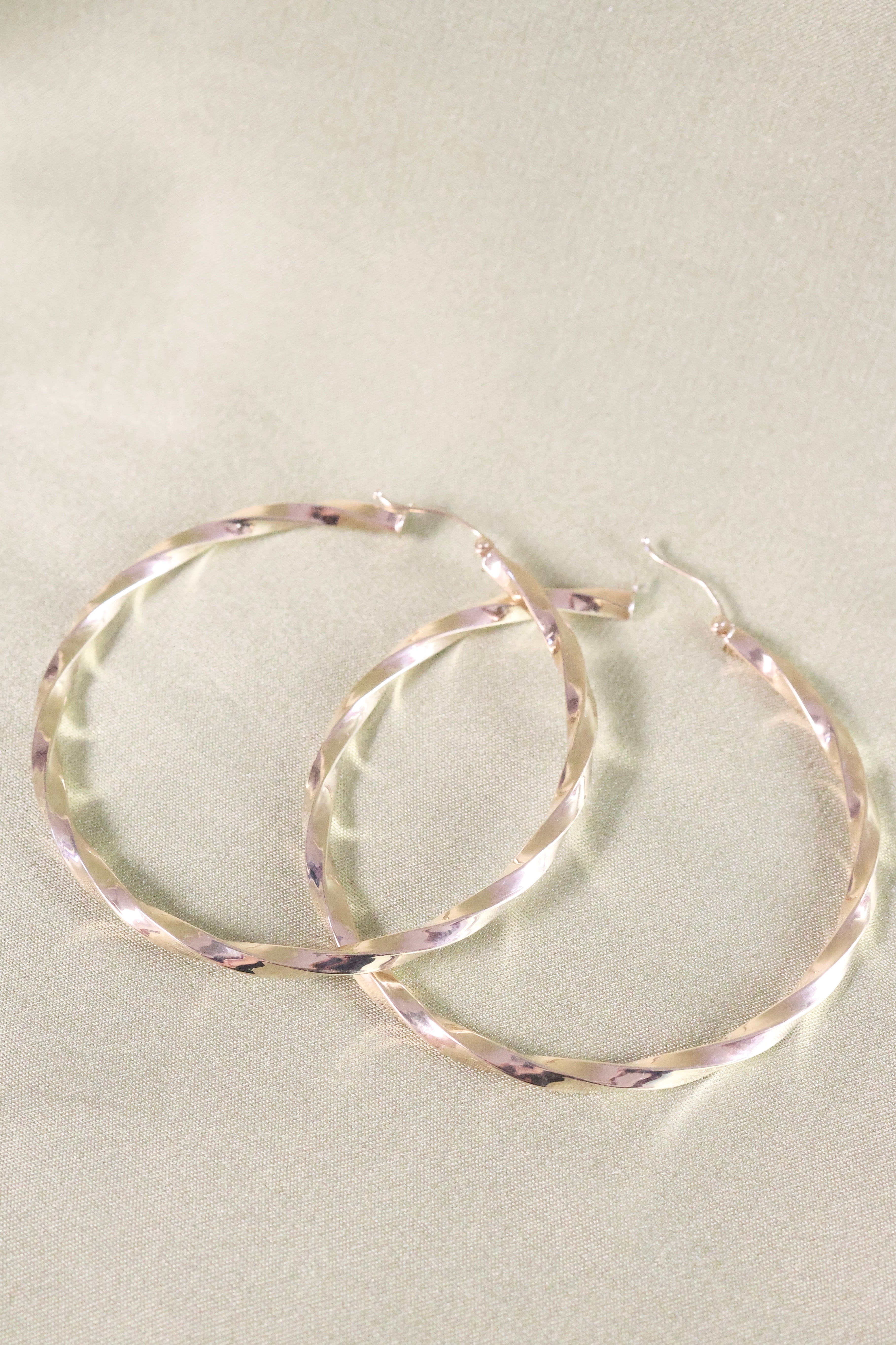 14K Yellow Gold Large Twisted Hoop Earrings