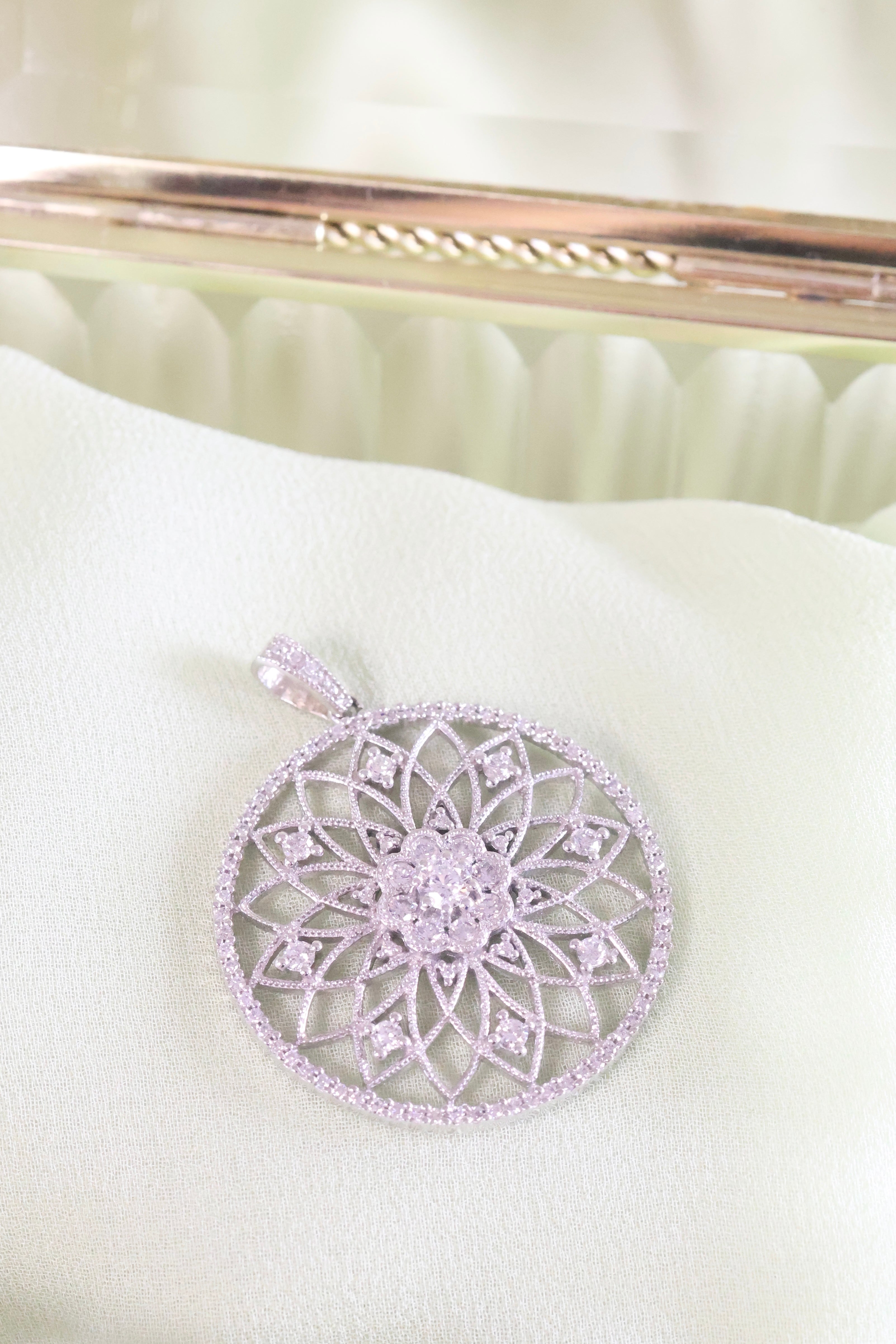 14K White Gold Snowflake Pendant with 1ct. t.w. Diamonds