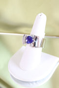 14K White Solid Gold Trillion Tanzanite w/ .40ct Diamond Ring