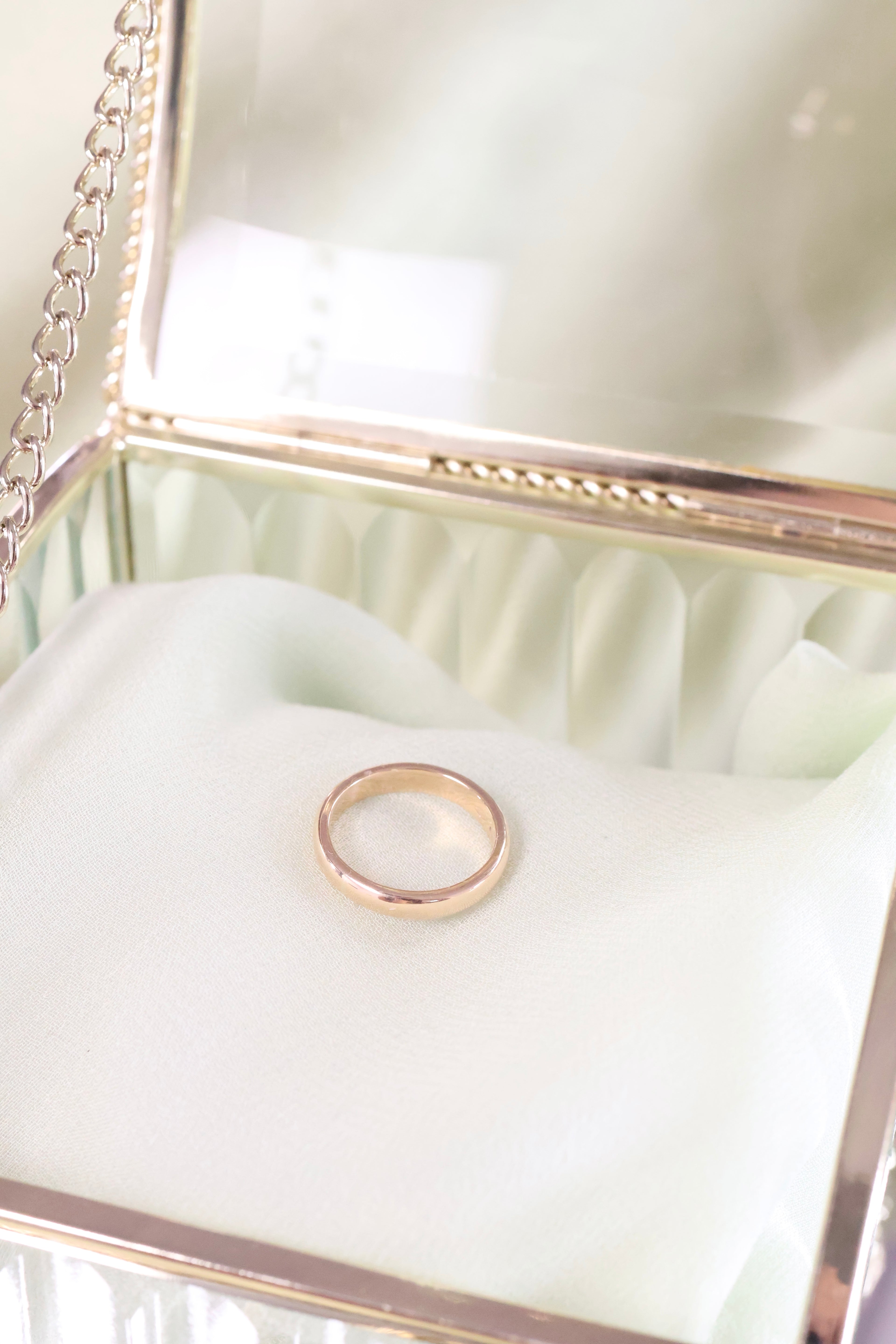 18K Yellow Solid Gold 3mm Width Half-Round Band Ring