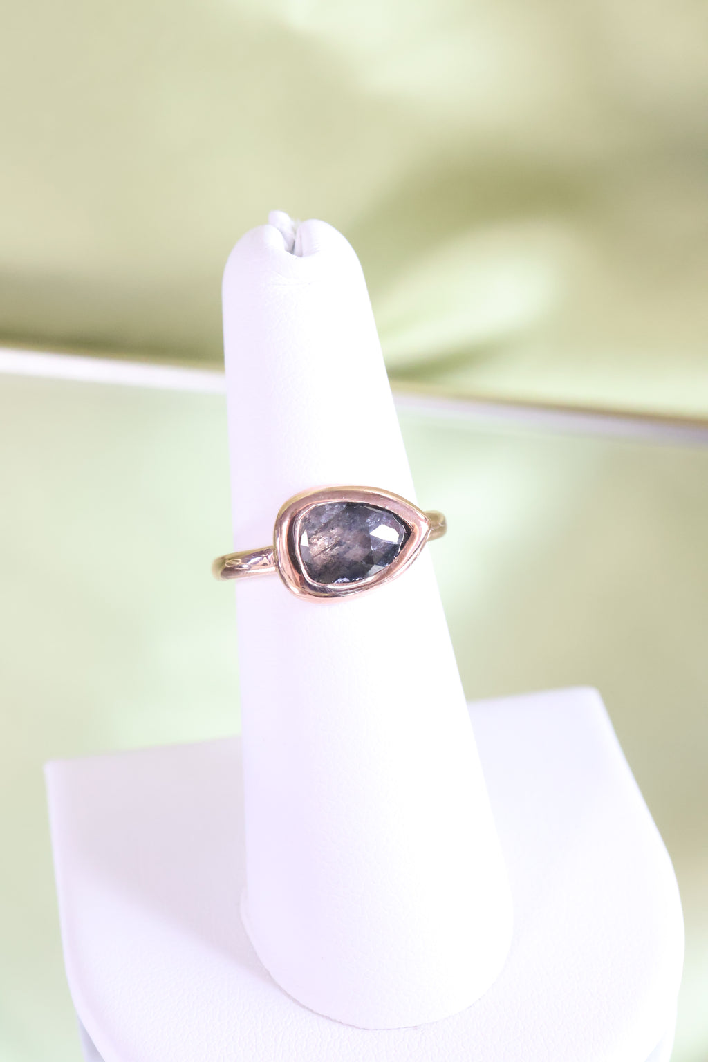 14K Rose Gold Rose Cut Black Diamond Ring