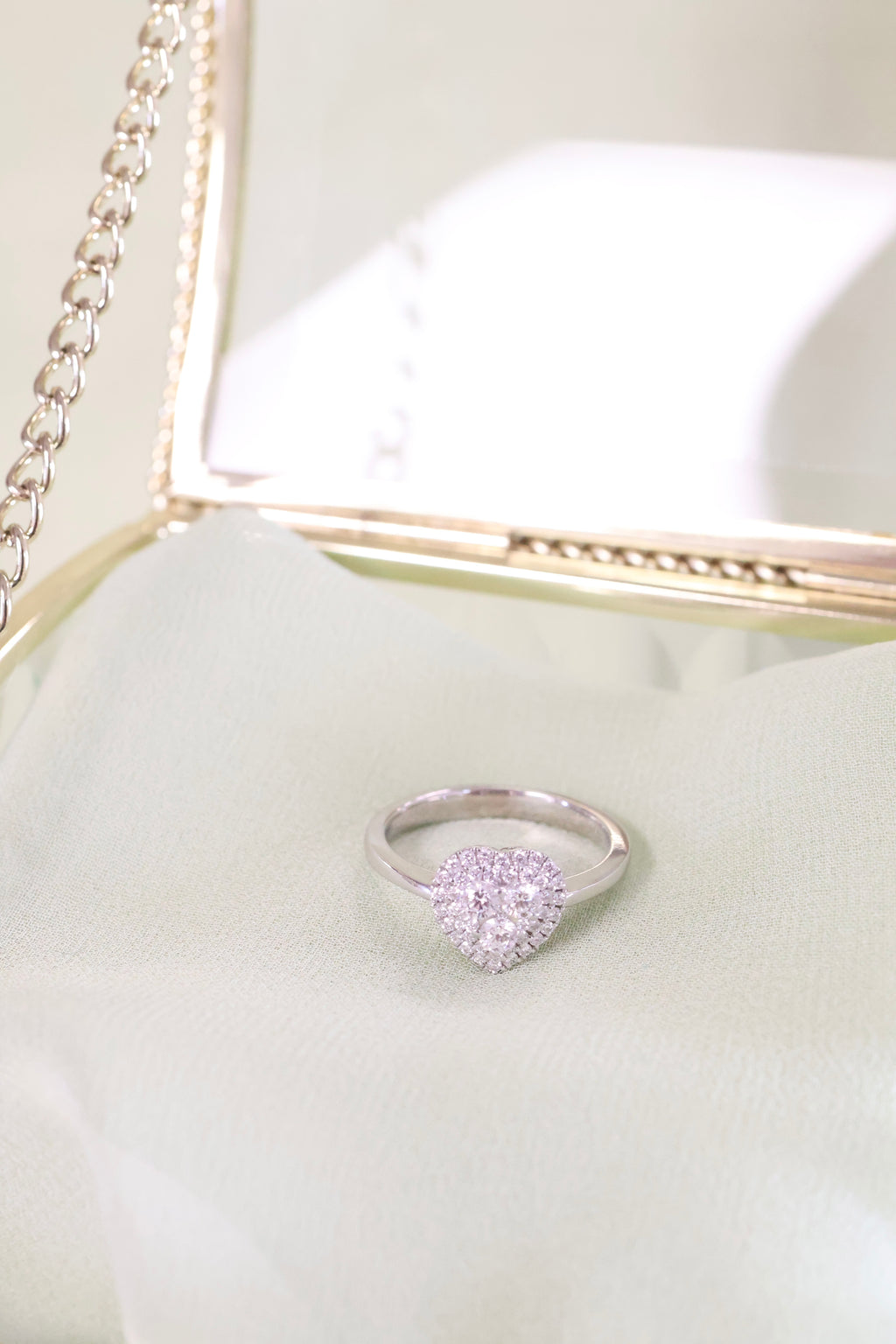 14K White Gold Heart Cluster .50ct Diamond Ring