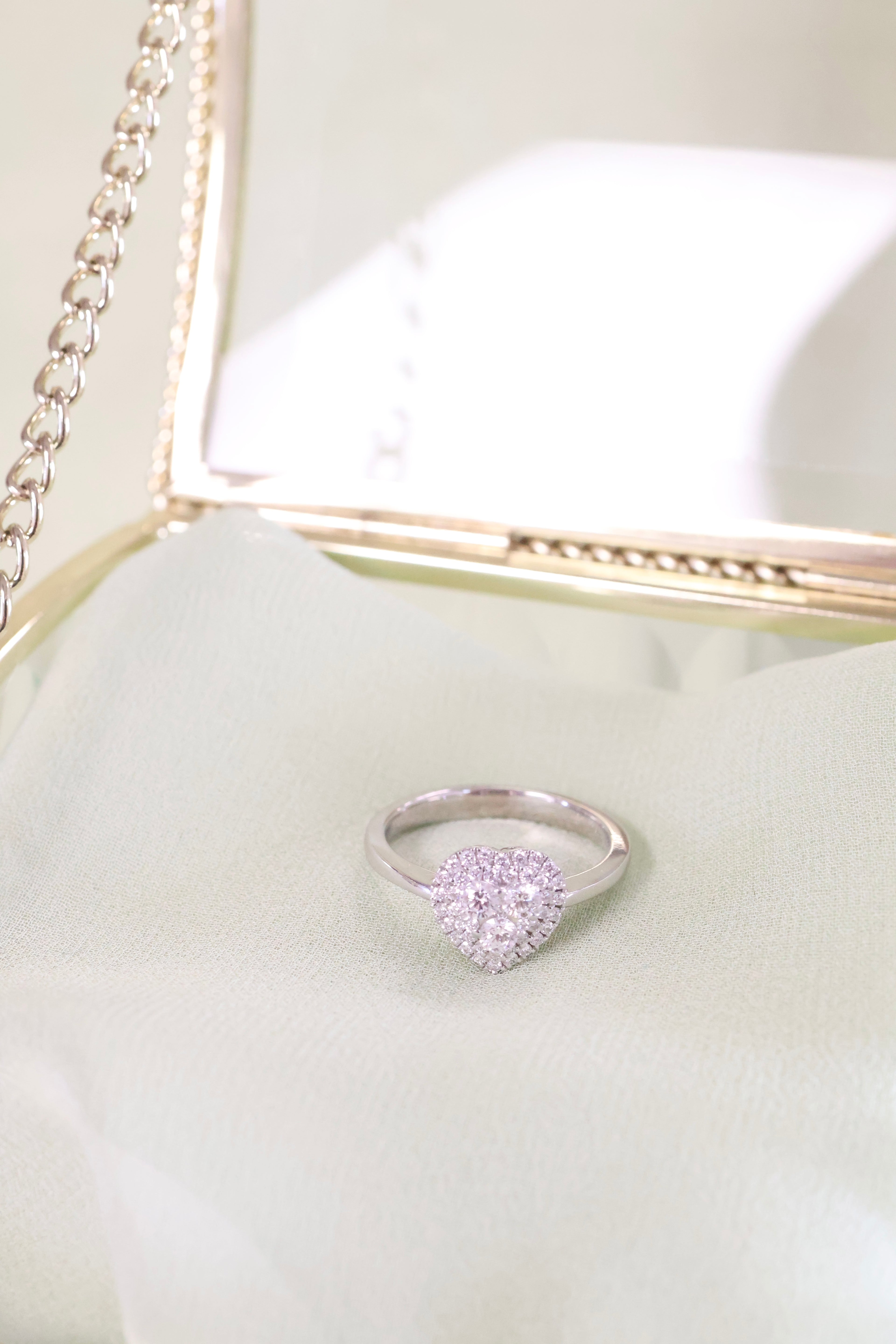 14K White Gold Heart Cluster .50ct Diamond Ring