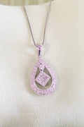 White Gold Pear Shape Pendant with Princess & Round Diamonds 3/4 ct. t.w.