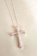 14K Yellow Gold .80ct t.w. Diamond Necklace Pedant Fluer De Lis Cross