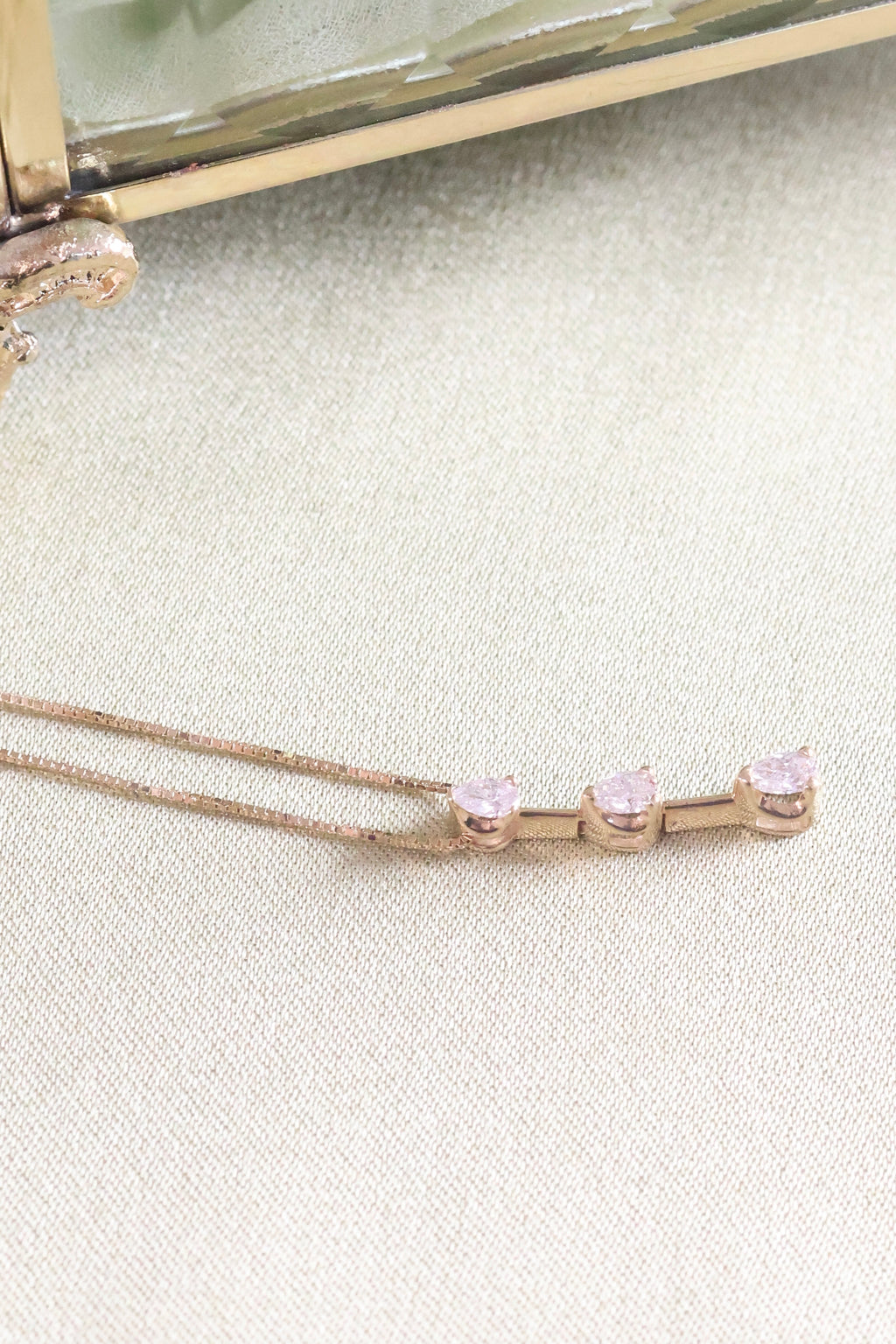 14K Yellow Gold 3 Pear Diamond Necklace Pendant .40ct. t.w.