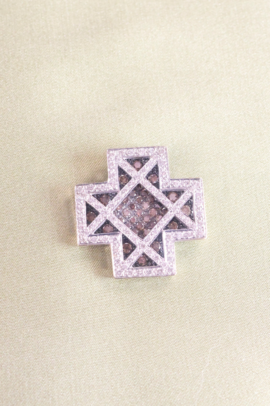 14K White Gold Natural Chocolate & White Diamonds 2ct. t.w. Pendant