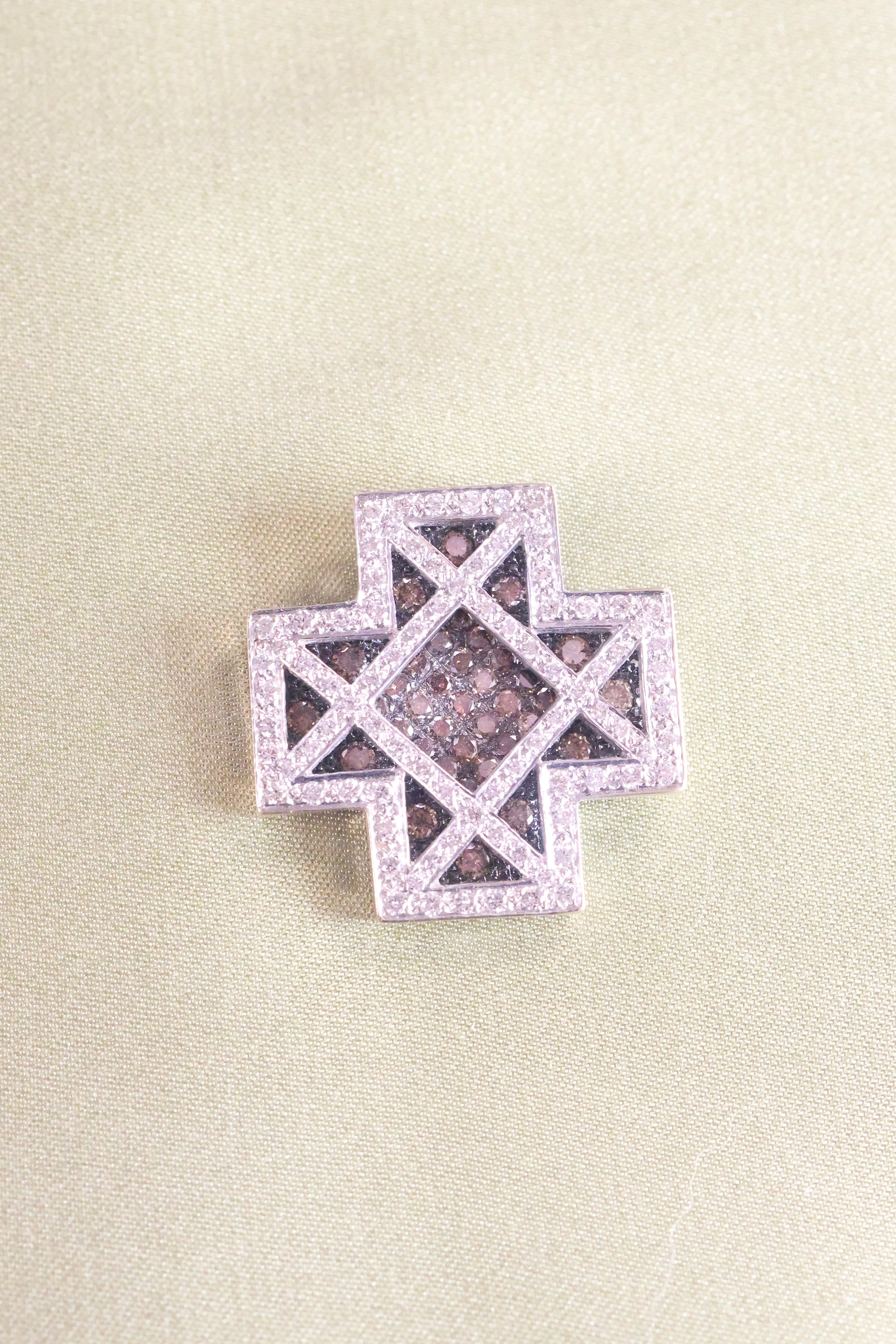 14K White Gold Natural Chocolate & White Diamonds 2ct. t.w. Pendant