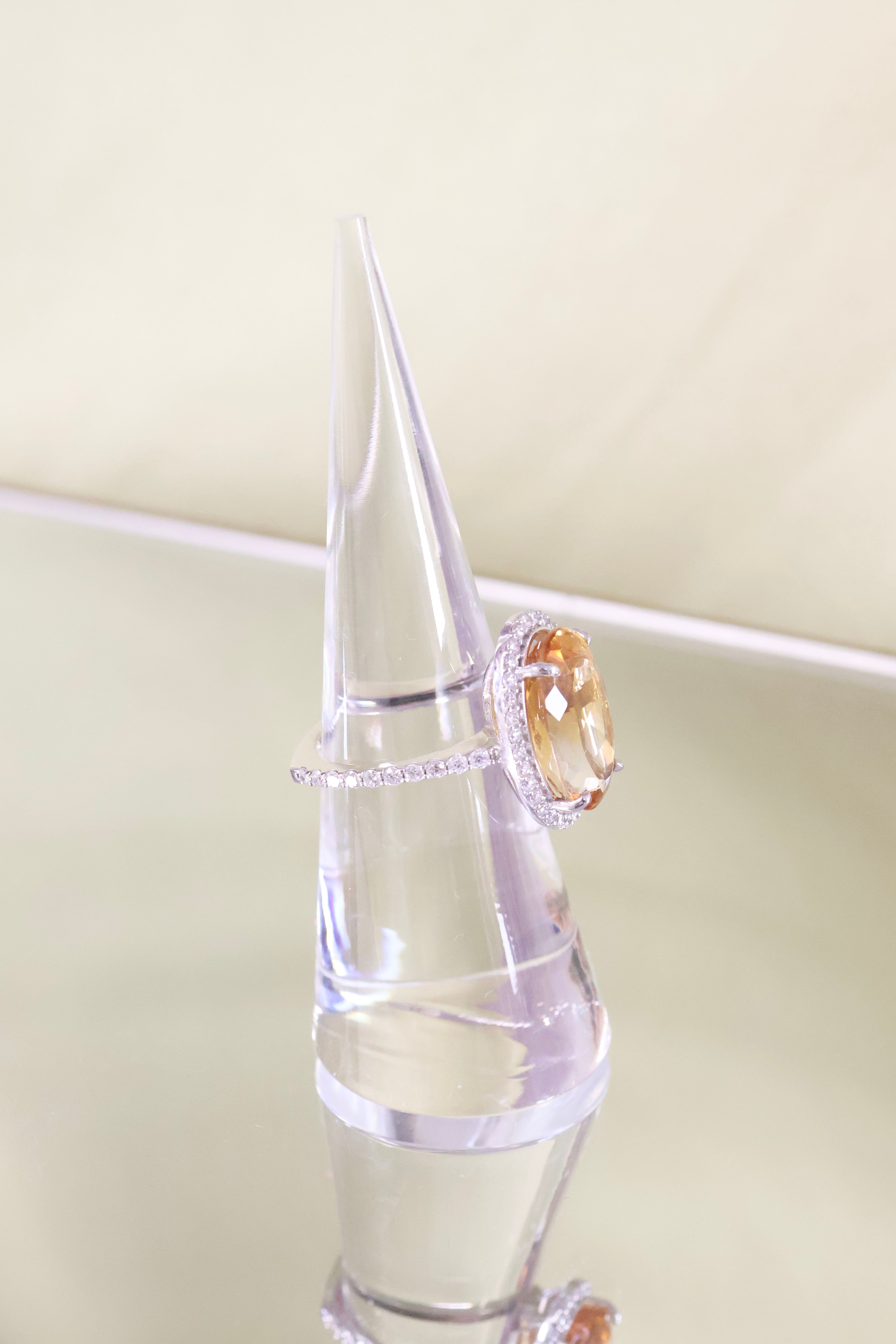 14K White Gold Citrine w/ .75ct. t.w. Diamond Ring