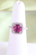 Checkerboard Pink Tourmaline w/ .60ct Natural Diamond Ring
