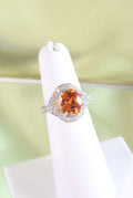 18K White Solid Gold Citrine & Diamond Ring