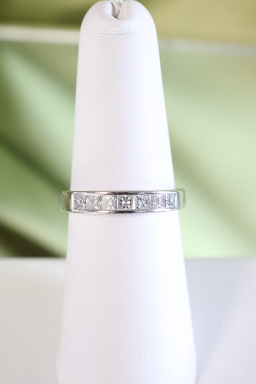 14K White Gold .70ct t.w. Natural Princess Cut Diamond Ring