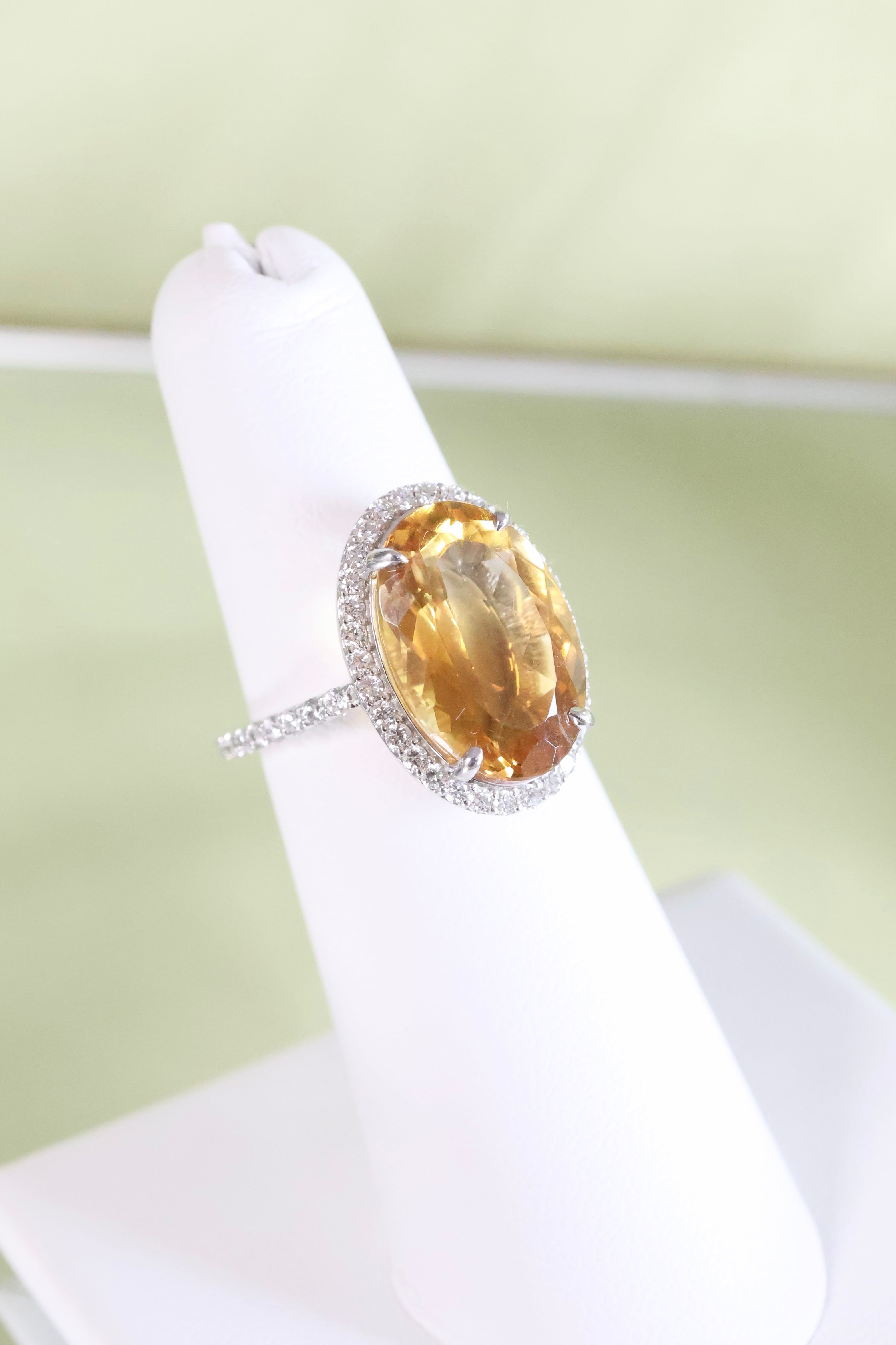 14K White Gold Citrine w/ .75ct. t.w. Diamond Ring