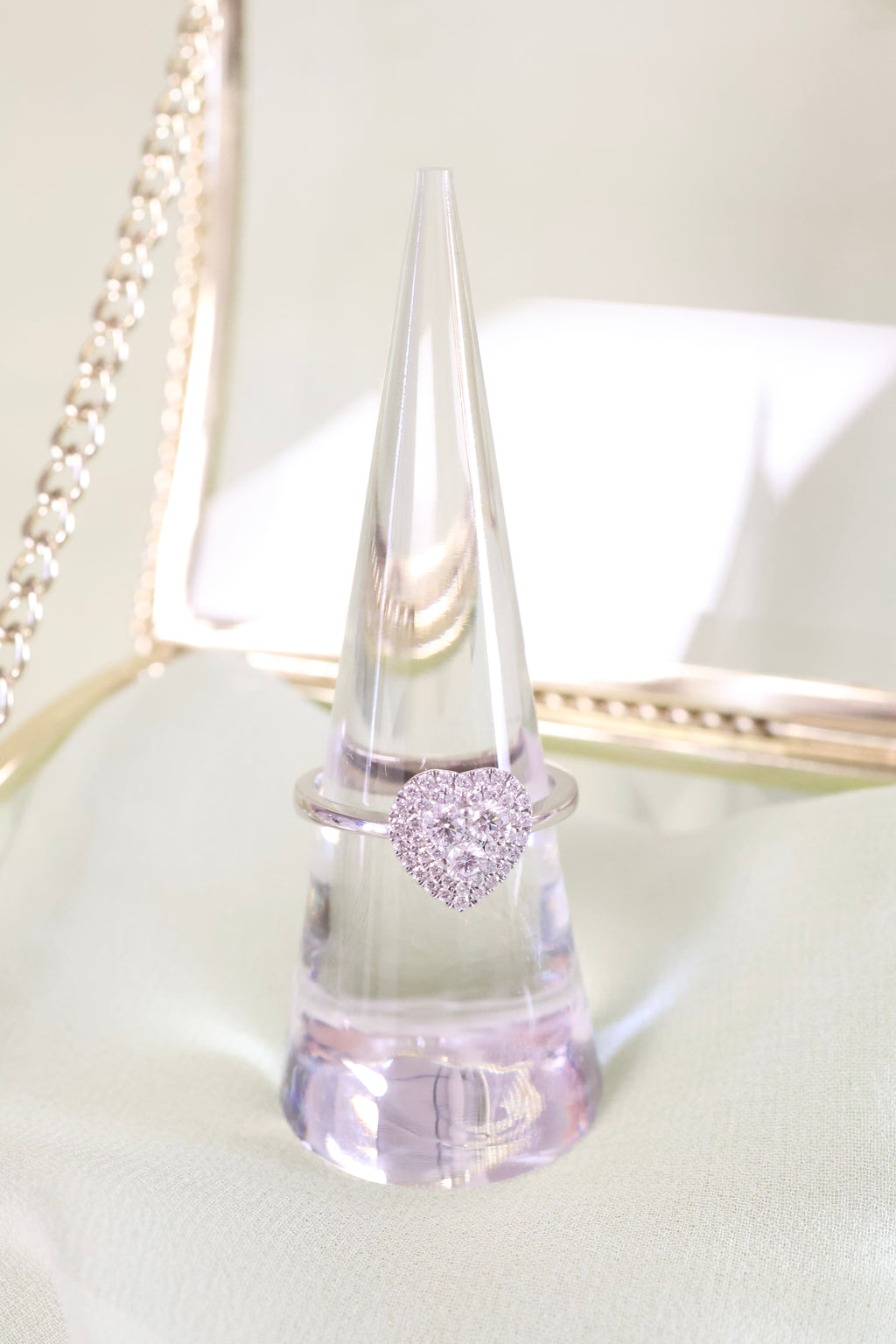 14K White Gold Heart Cluster .50ct Diamond Ring