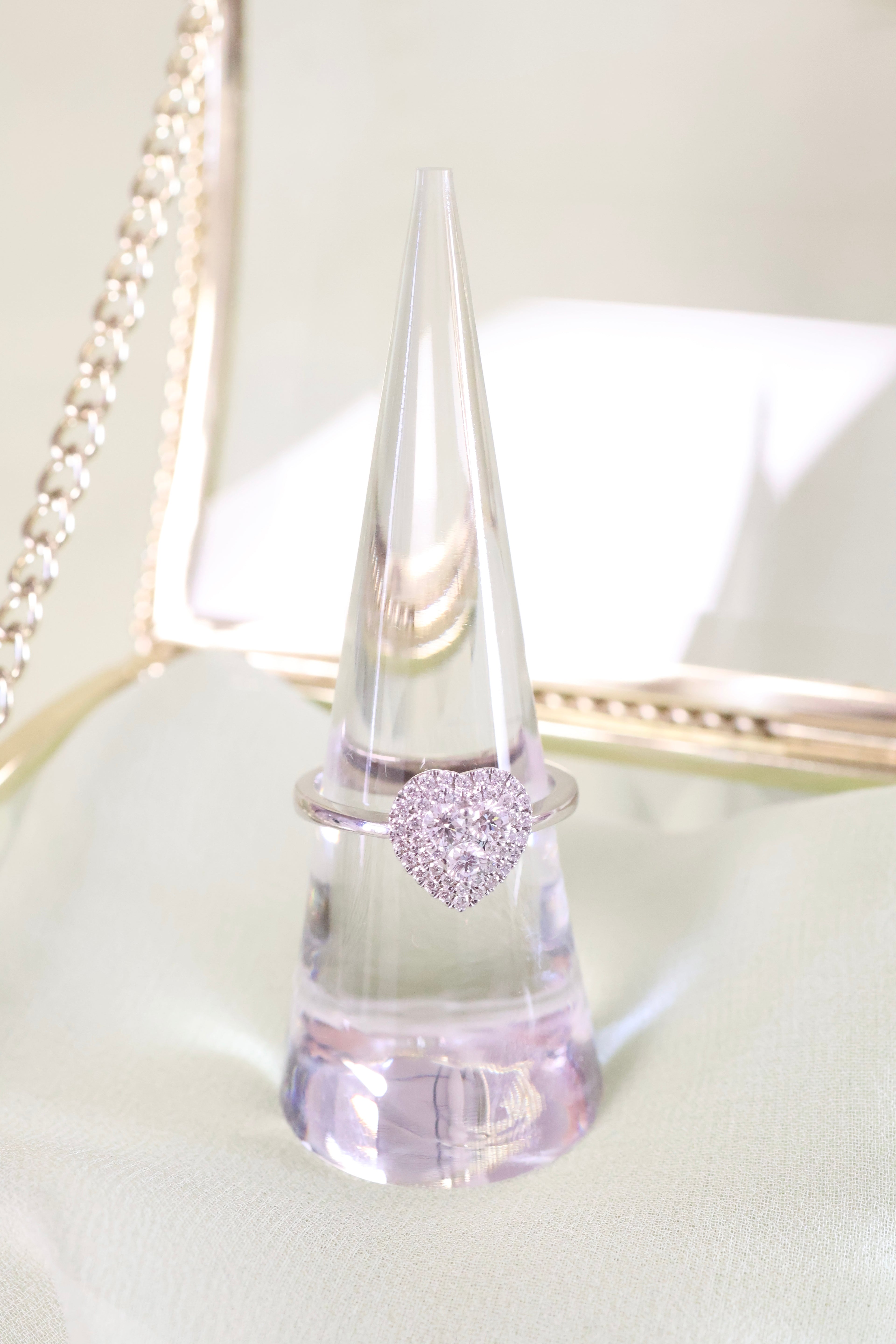 14K White Gold Heart Cluster .50ct Diamond Ring