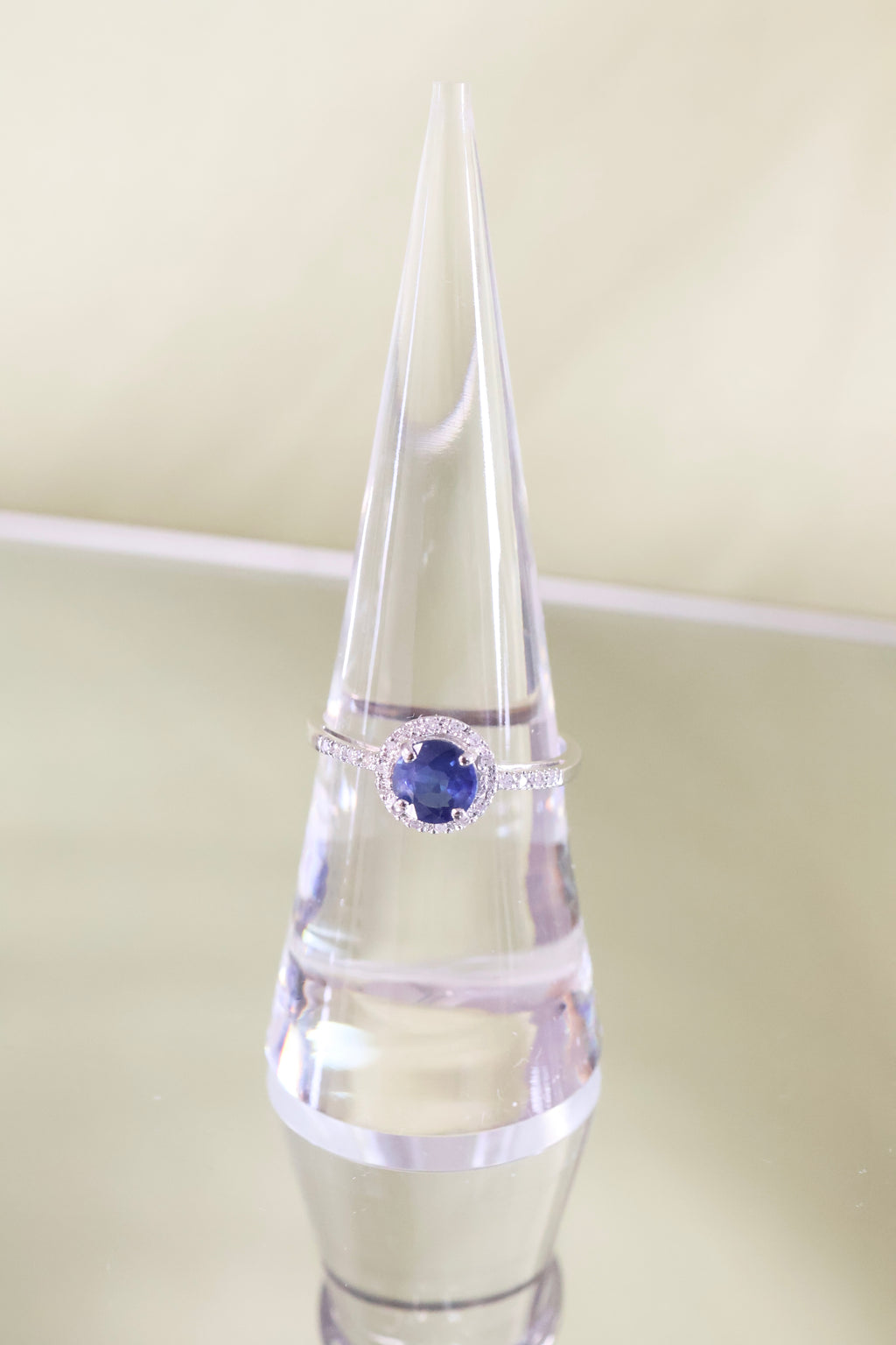 14K White Gold Sapphire 1/4ct Diamond Ring