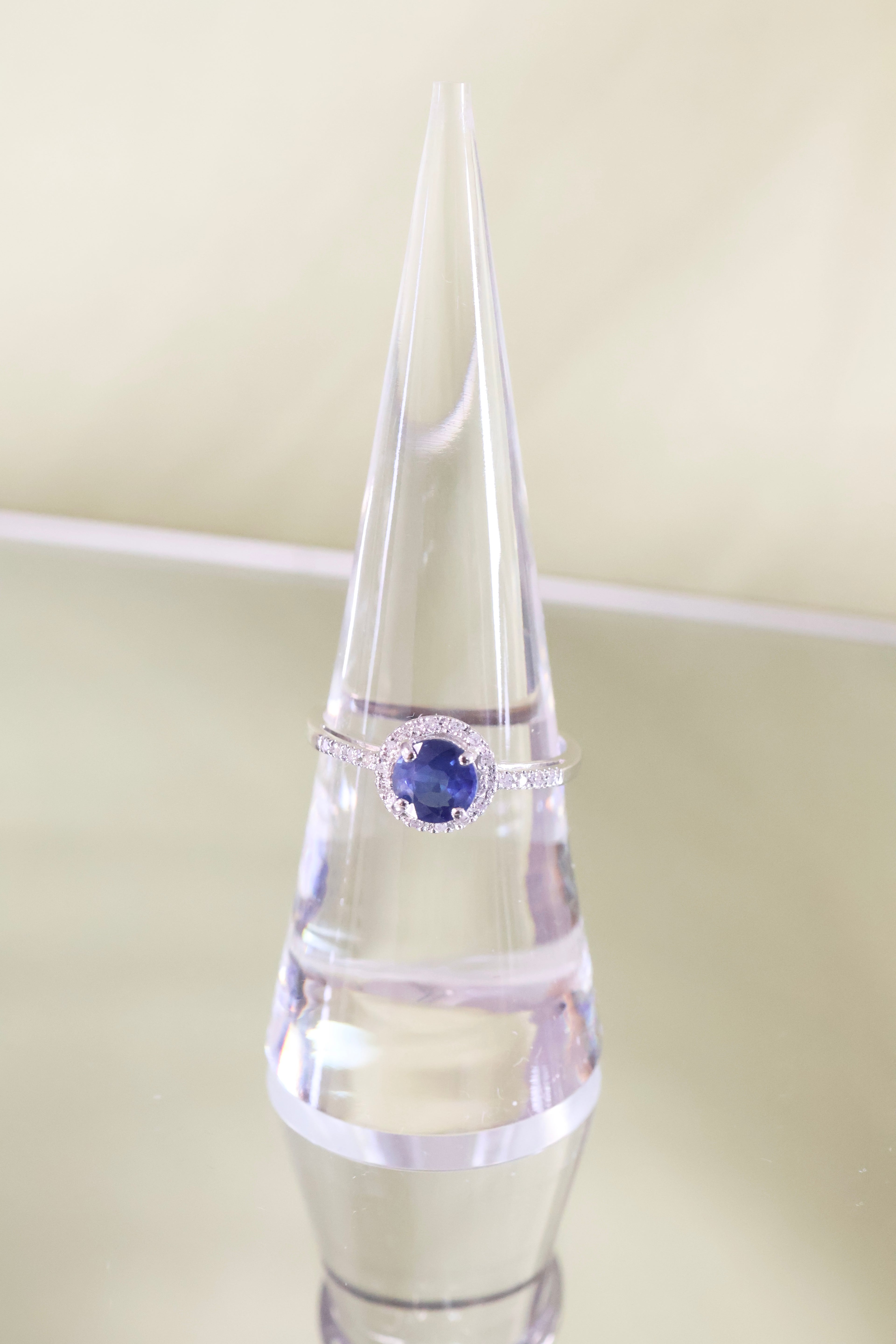 14K White Gold Sapphire 1/4ct Diamond Ring