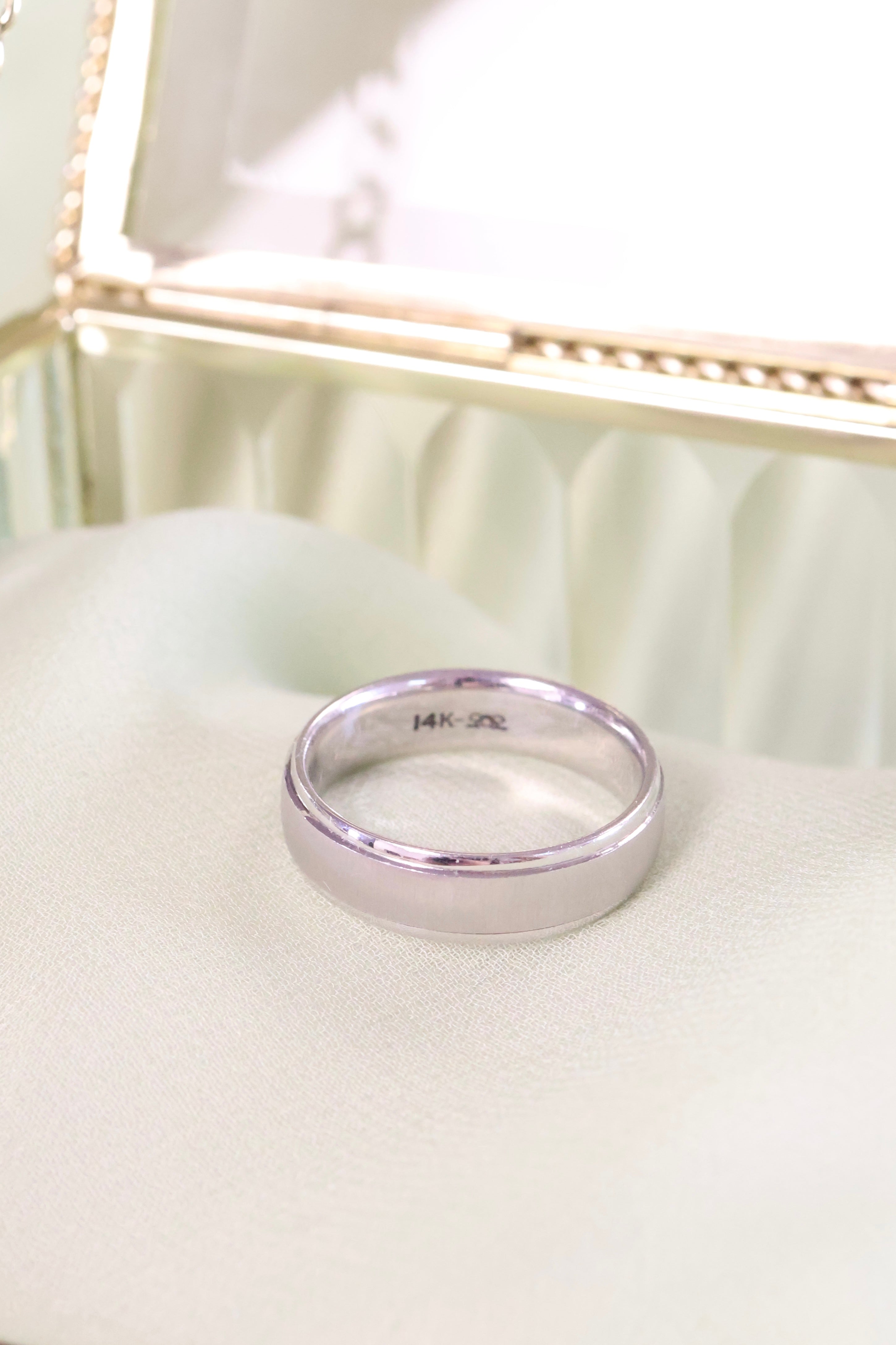 14K White Solid Gold 6mm Width Band Ring