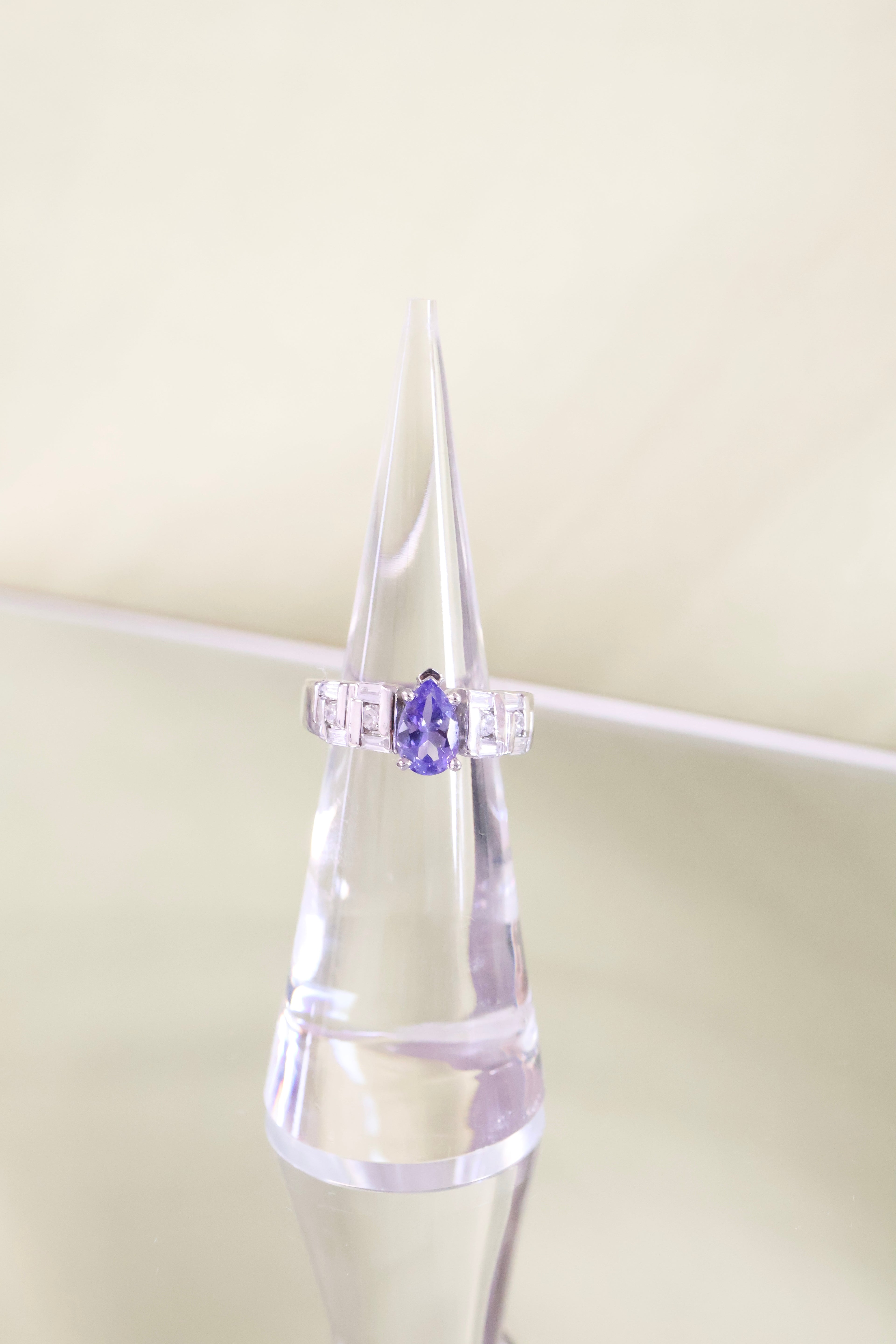 14K White Gold Sapphire & Diamond Ring