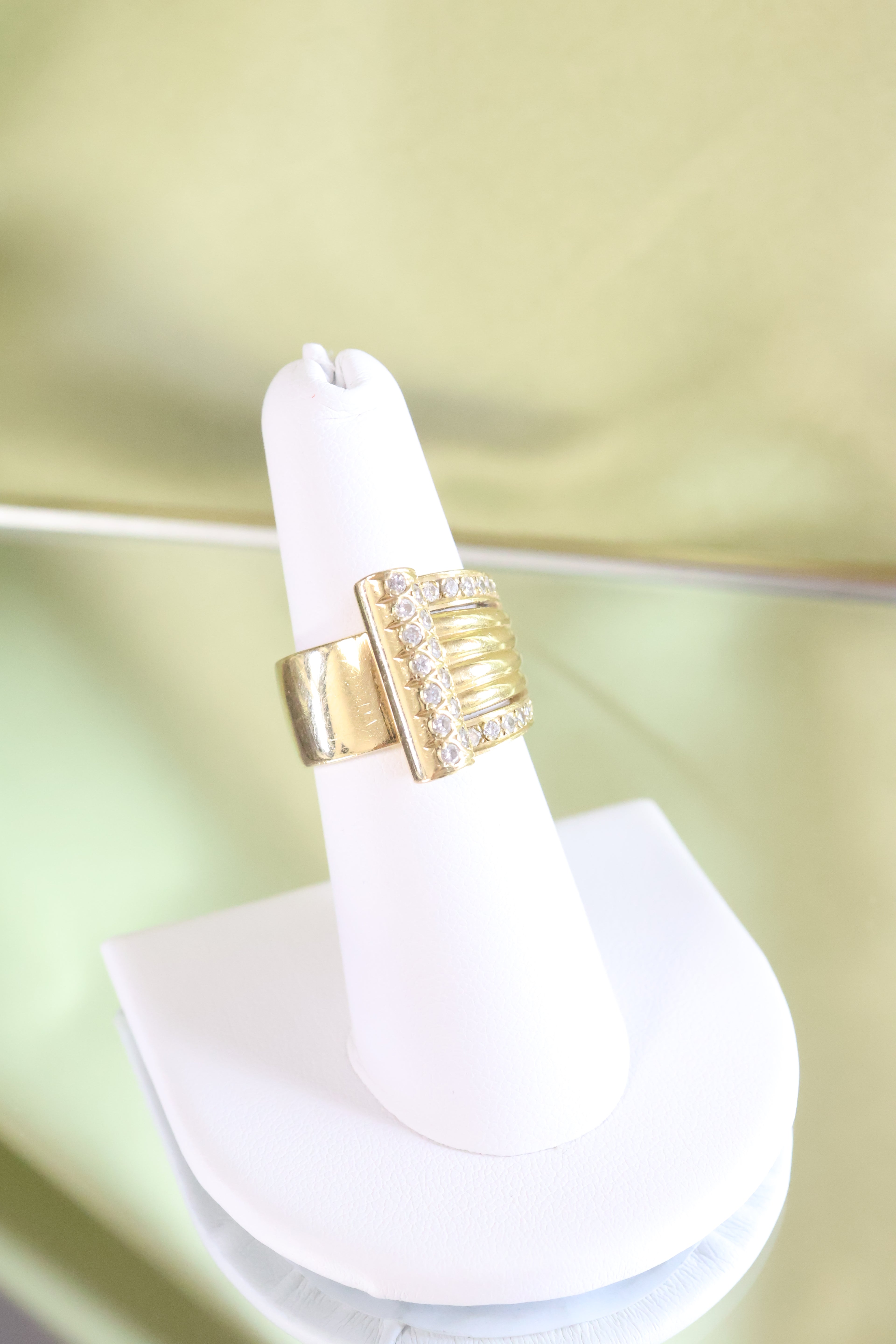 18K Yellow Gold Swirl Style w/ .33ct t.w. Diamond Ring