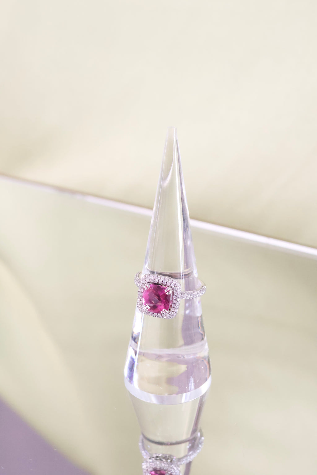 Checkerboard Pink Tourmaline w/ .60ct Natural Diamond Ring
