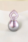 14K White Gold Baguette Diamond Tahitian Black Pearl 1/3ct. t.w. Pendant