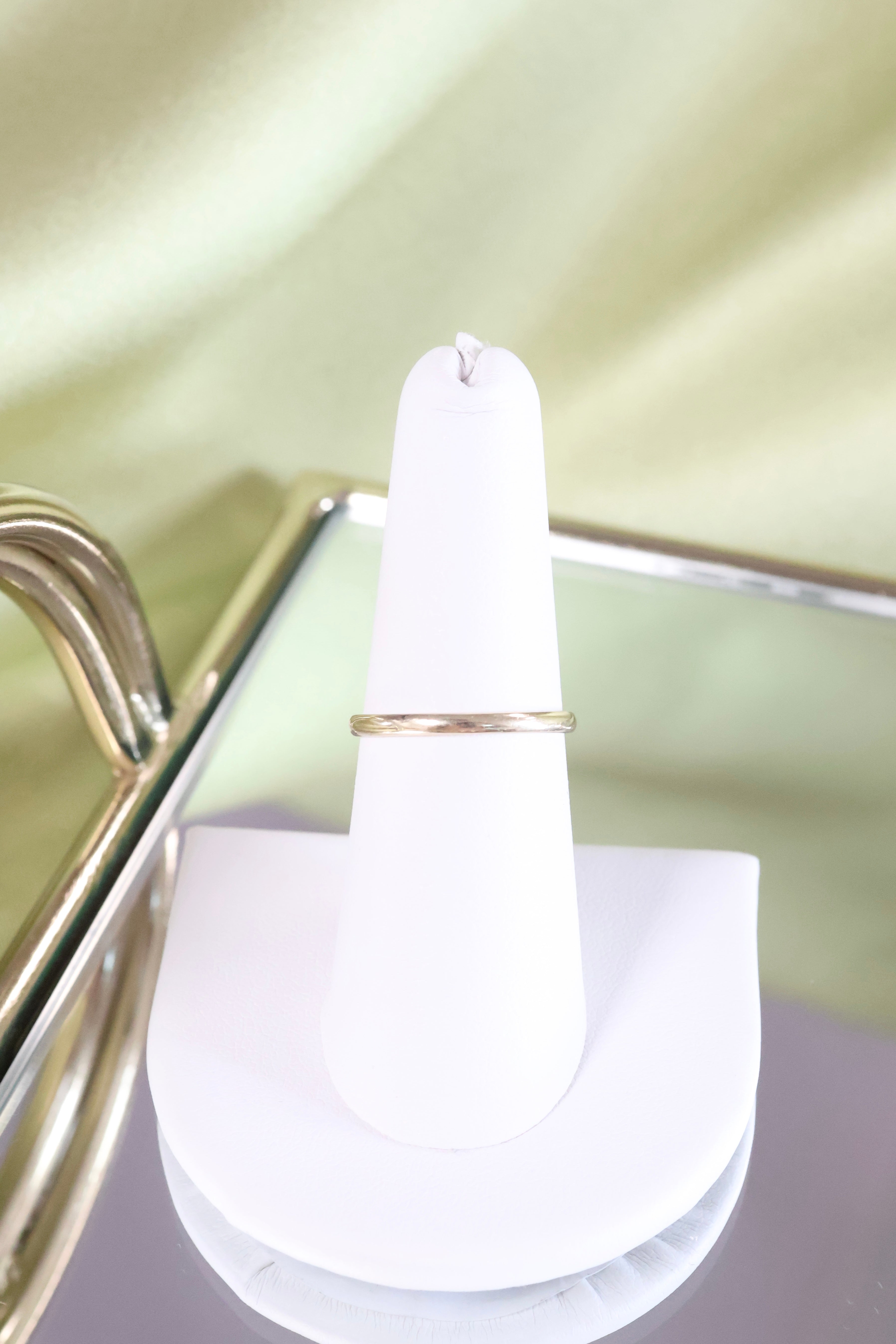 14K Yellow Solid Gold 2mm Width Half-Round Band Ring
